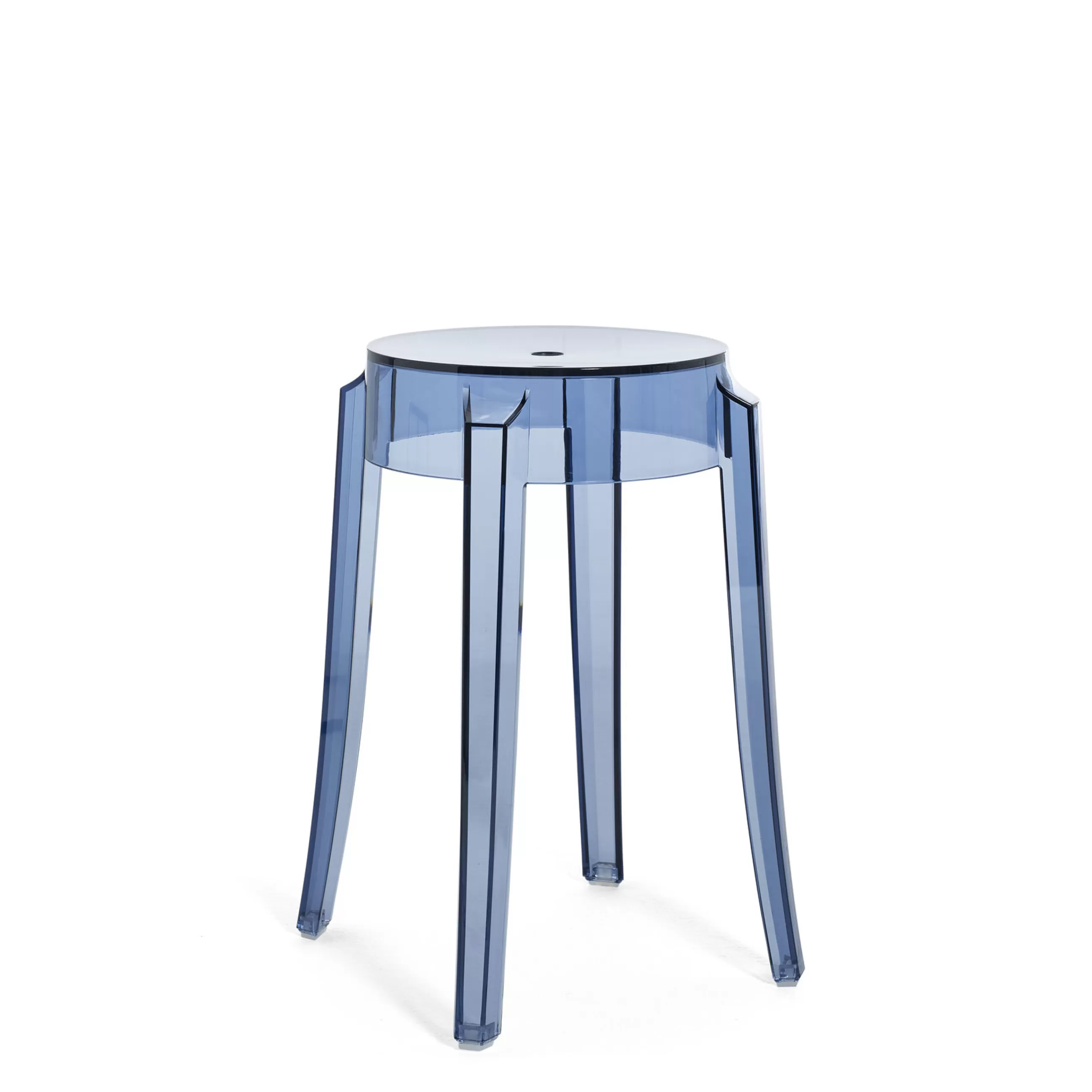 Tabourets D'extérieur>Kartell Tabouret Empilable Charles Ghost Plastique Bleu / H 46 Cm - Polycarbonate - Bleu Poudre