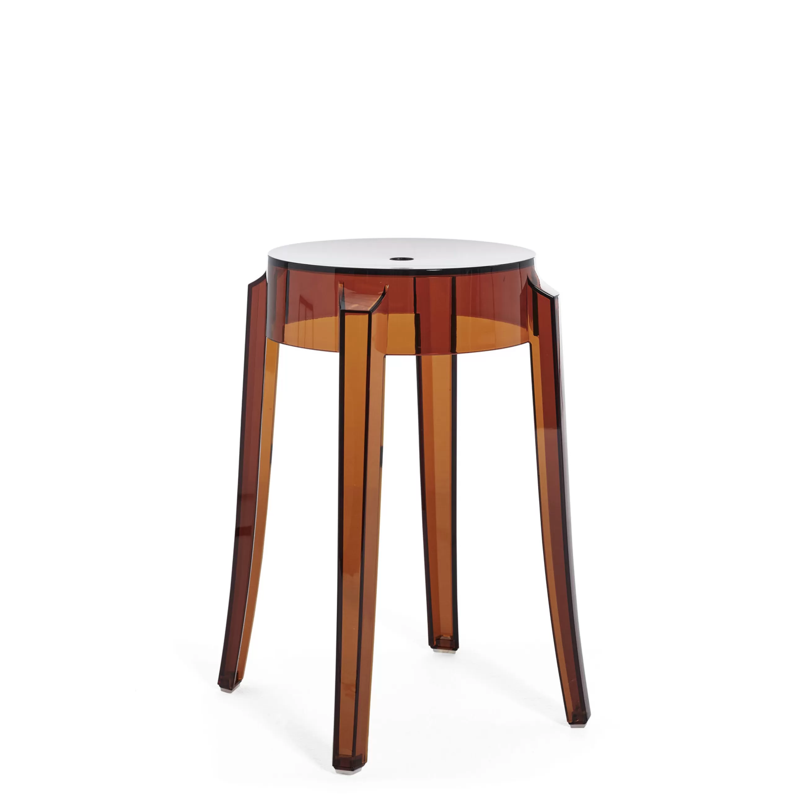 Tabourets D'extérieur>Kartell Tabouret Empilable Charles Ghost Plastique Orange Marron / H 46 Cm - Polycarbonate - Ambre