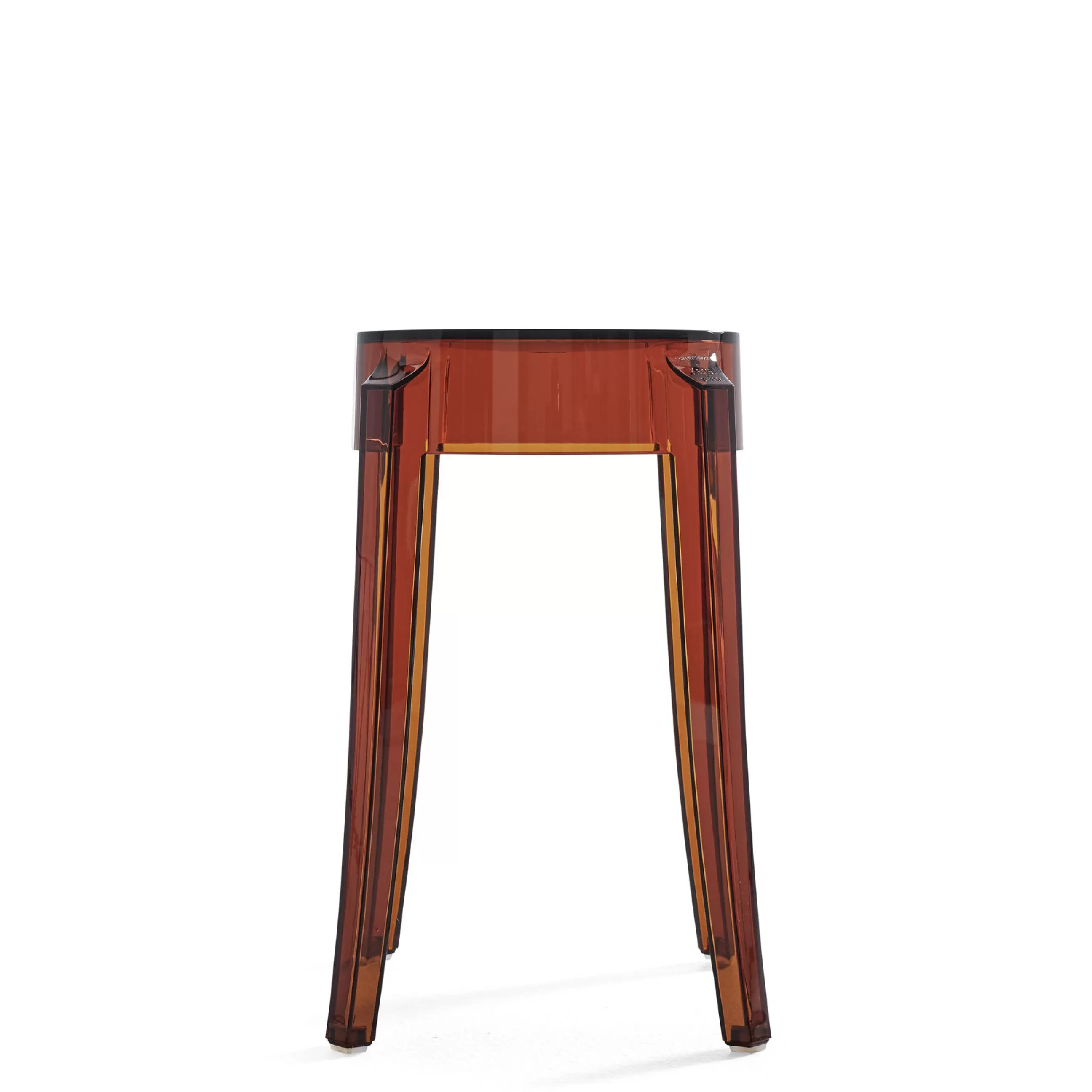 Tabourets D'extérieur>Kartell Tabouret Empilable Charles Ghost Plastique Orange Marron / H 46 Cm - Polycarbonate - Ambre