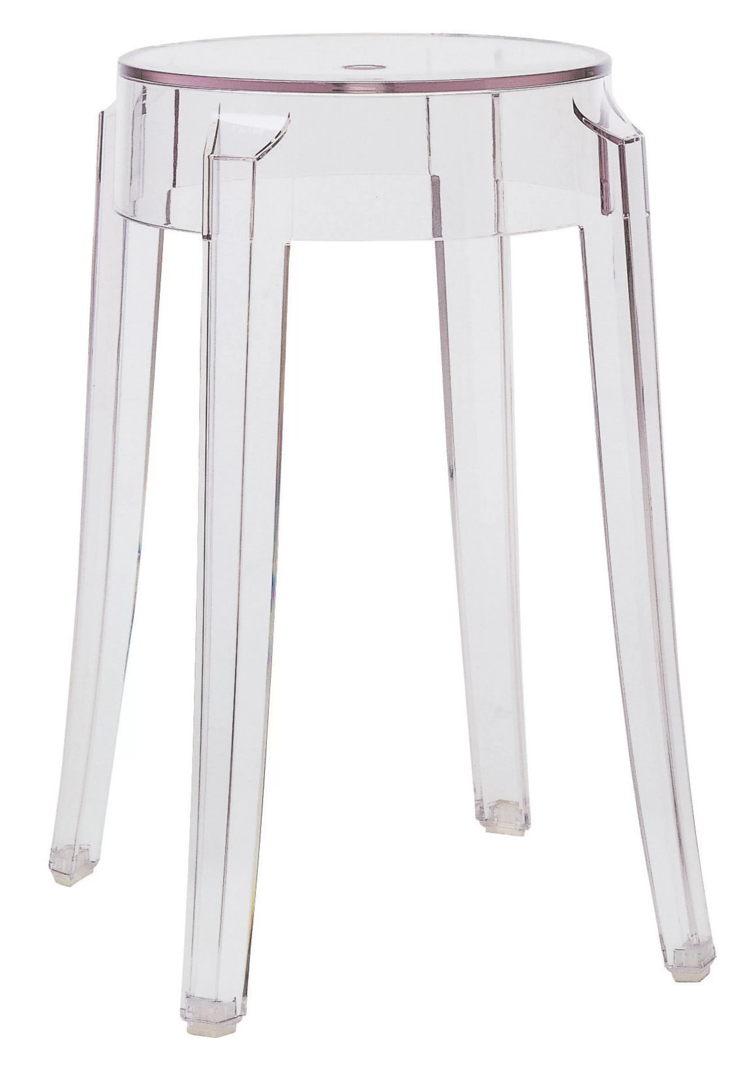 Tabourets D'extérieur>Kartell Tabouret Empilable Charles Ghost Plastique Transparent H 46 Cm / Plastique - Cristal