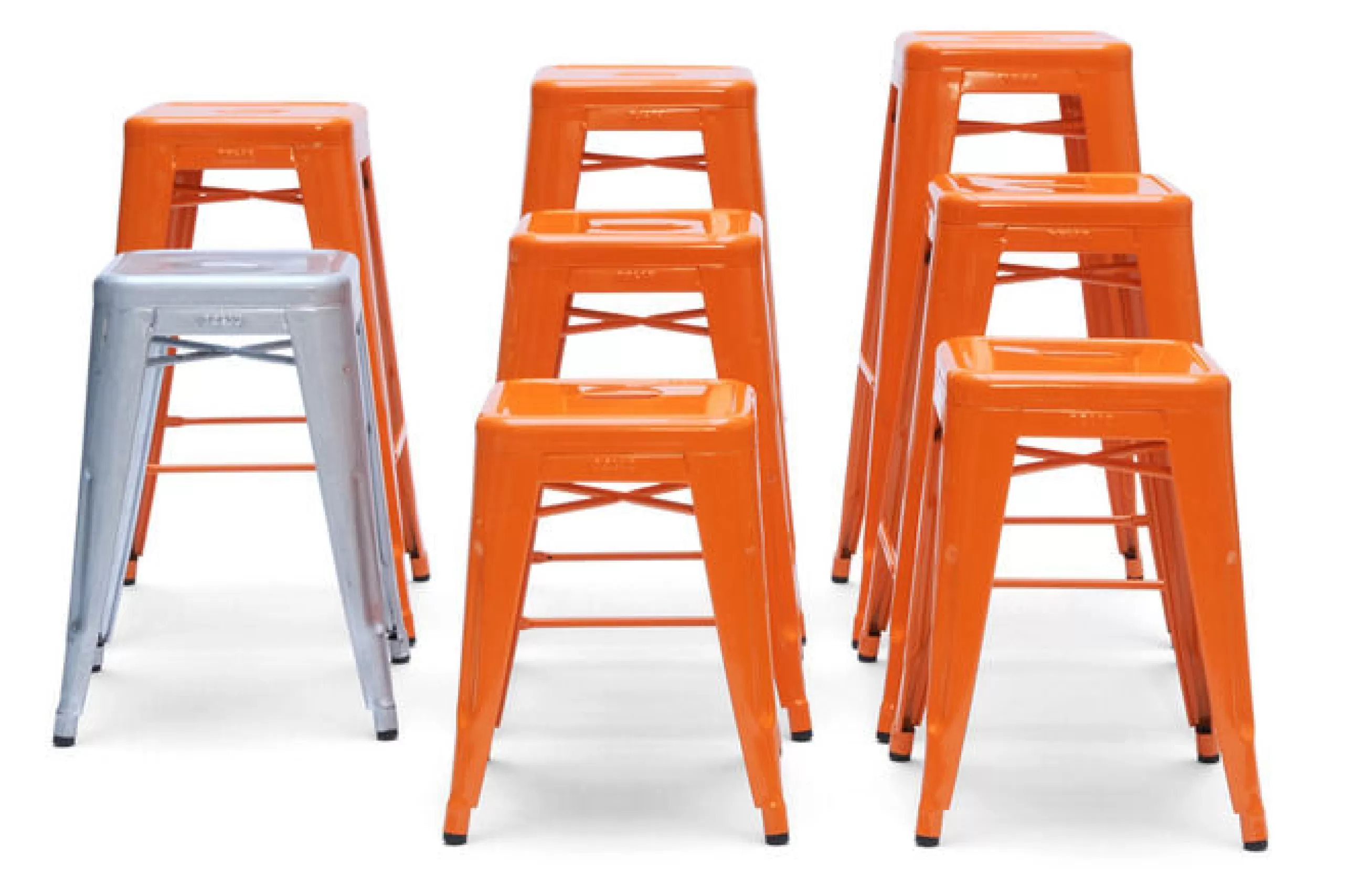 Tabourets Bas>Tolix Tabouret Empilable H Indoor Metal / H 45 Cm -- Pour L'Interieur - Acier Brut