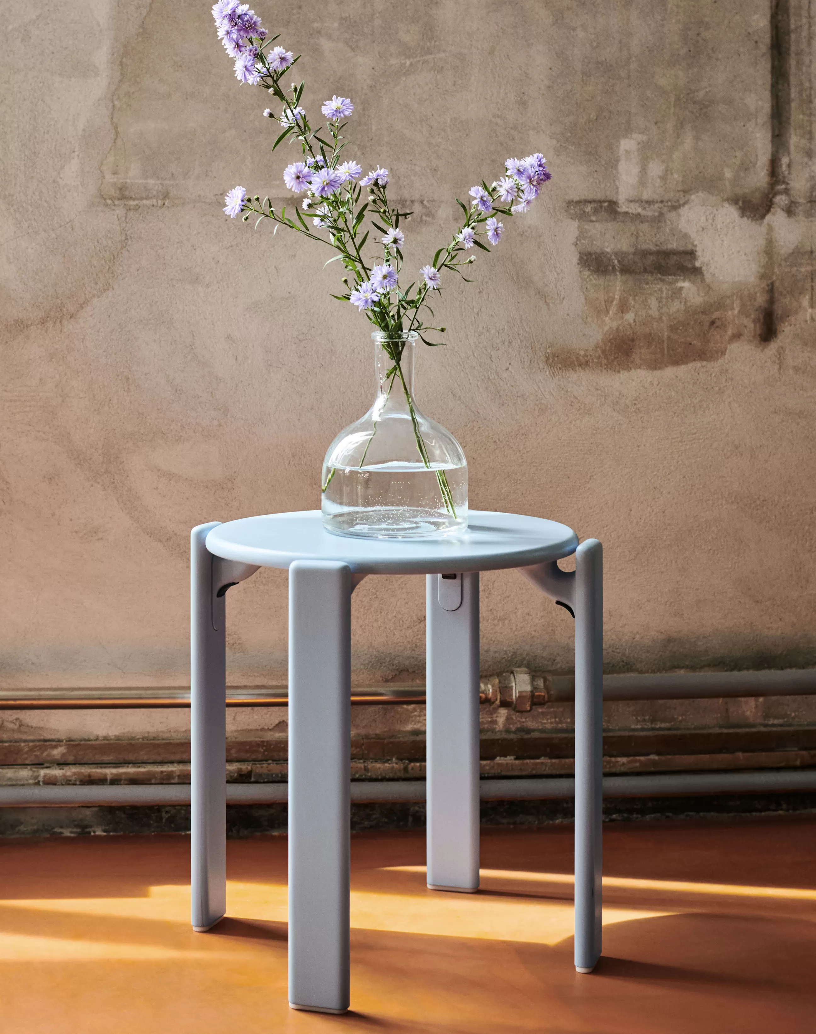 Tabourets Bas>Hay Tabouret Empilable Rey Bois Bleu / By Bruno Rey X Dietiker, 1971 - Bois - Bleu Clair