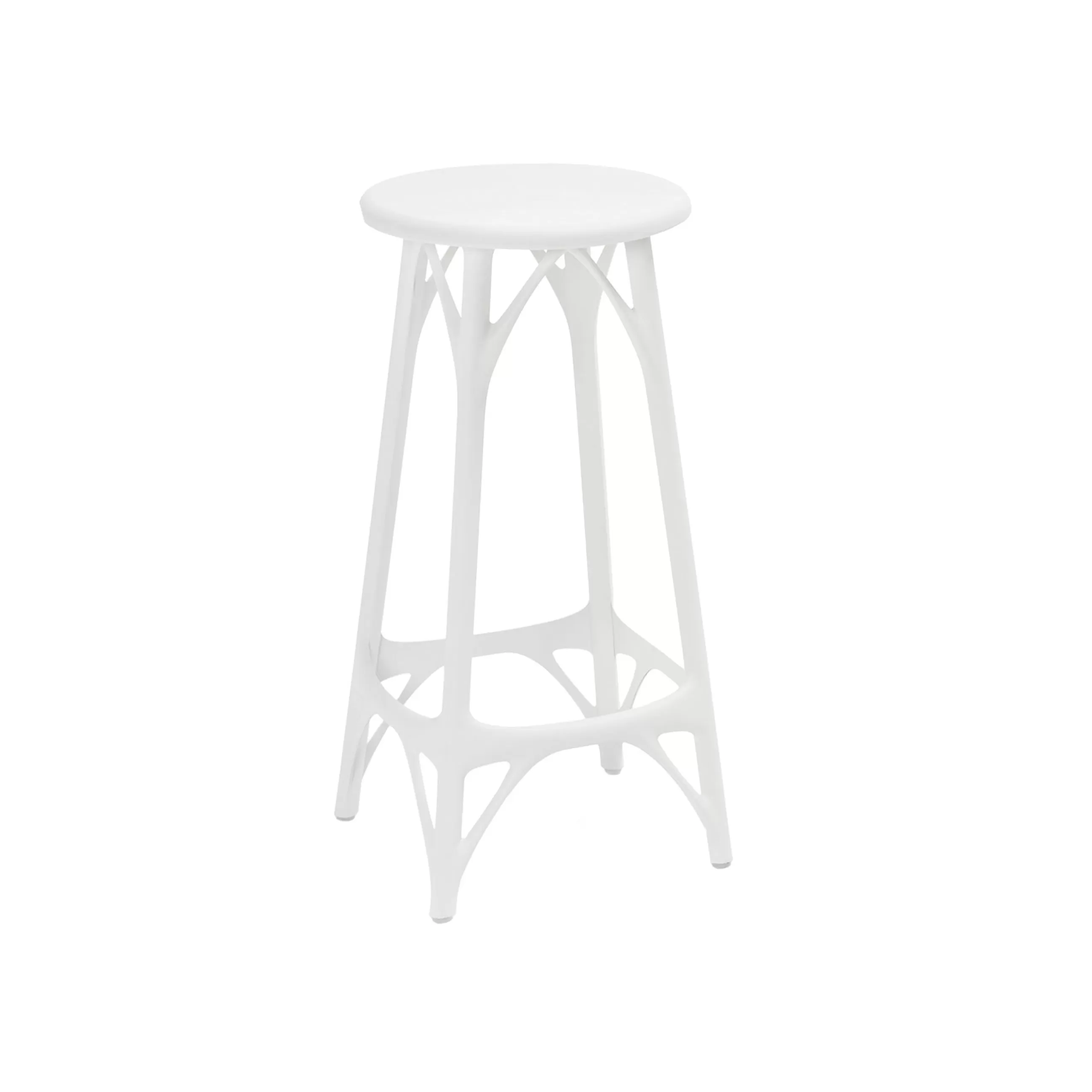 Tabourets De Bar D'extérieur>Kartell Tabouret Haut A.I. Light Plastique/ H 65 Cm - Concu Par Intelligence Artificielle / Recycle - Blanc