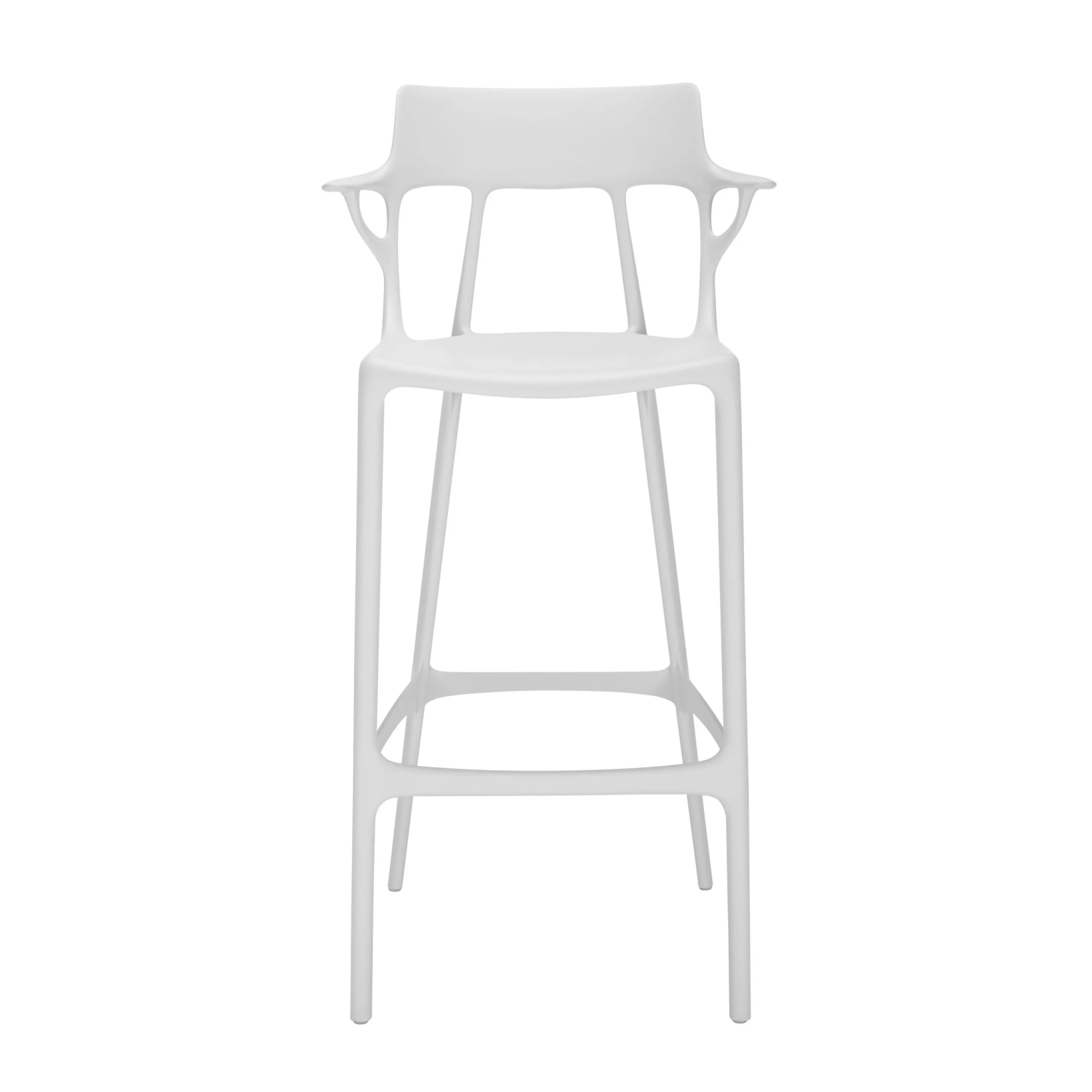 Tabourets De Bar D'extérieur>Kartell Tabouret Haut A.I Plastique/ 75 Cm - Concu Par Intelligence Artificielle - Recycle - Blanc