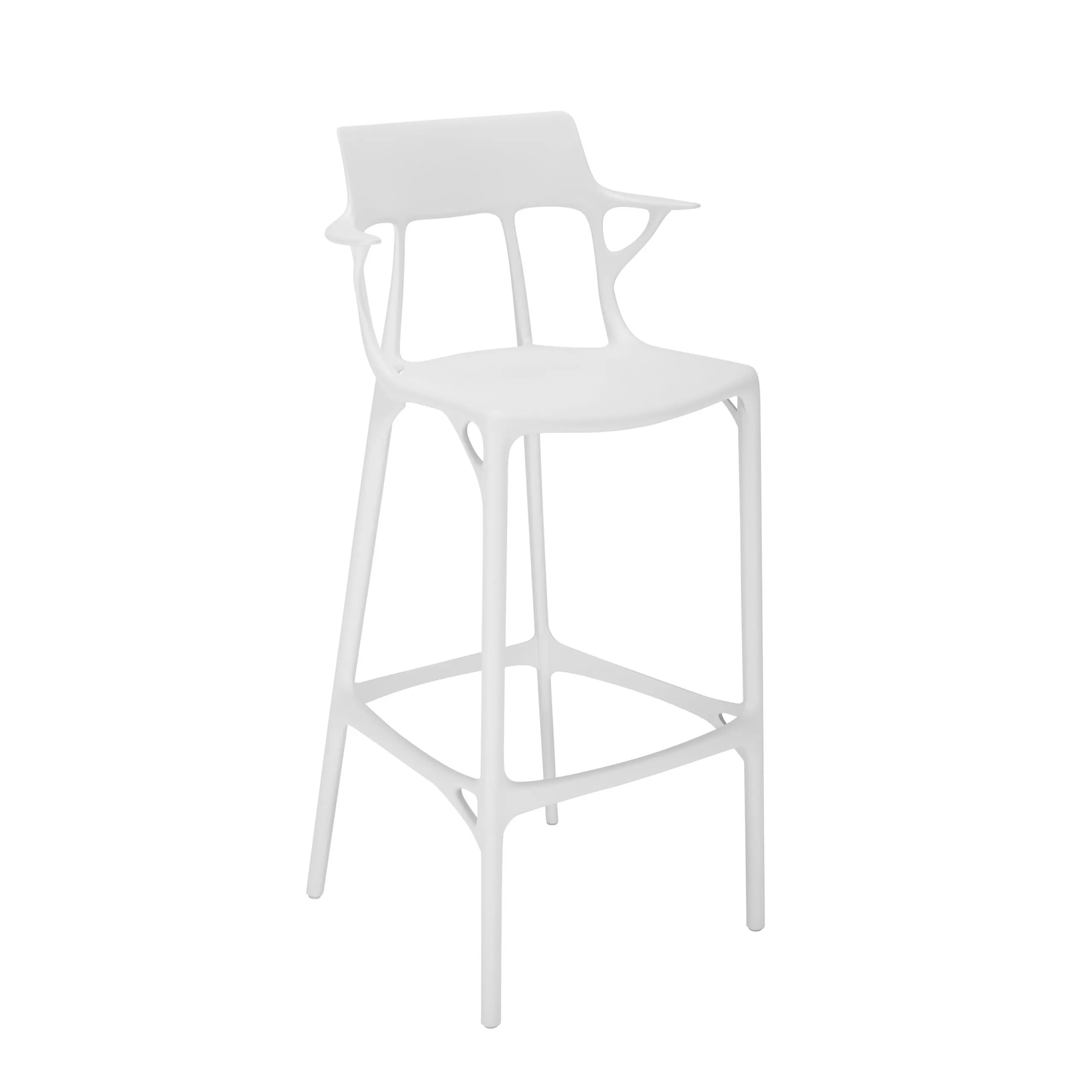 Tabourets De Bar D'extérieur>Kartell Tabouret Haut A.I Plastique/ 75 Cm - Concu Par Intelligence Artificielle - Recycle - Blanc