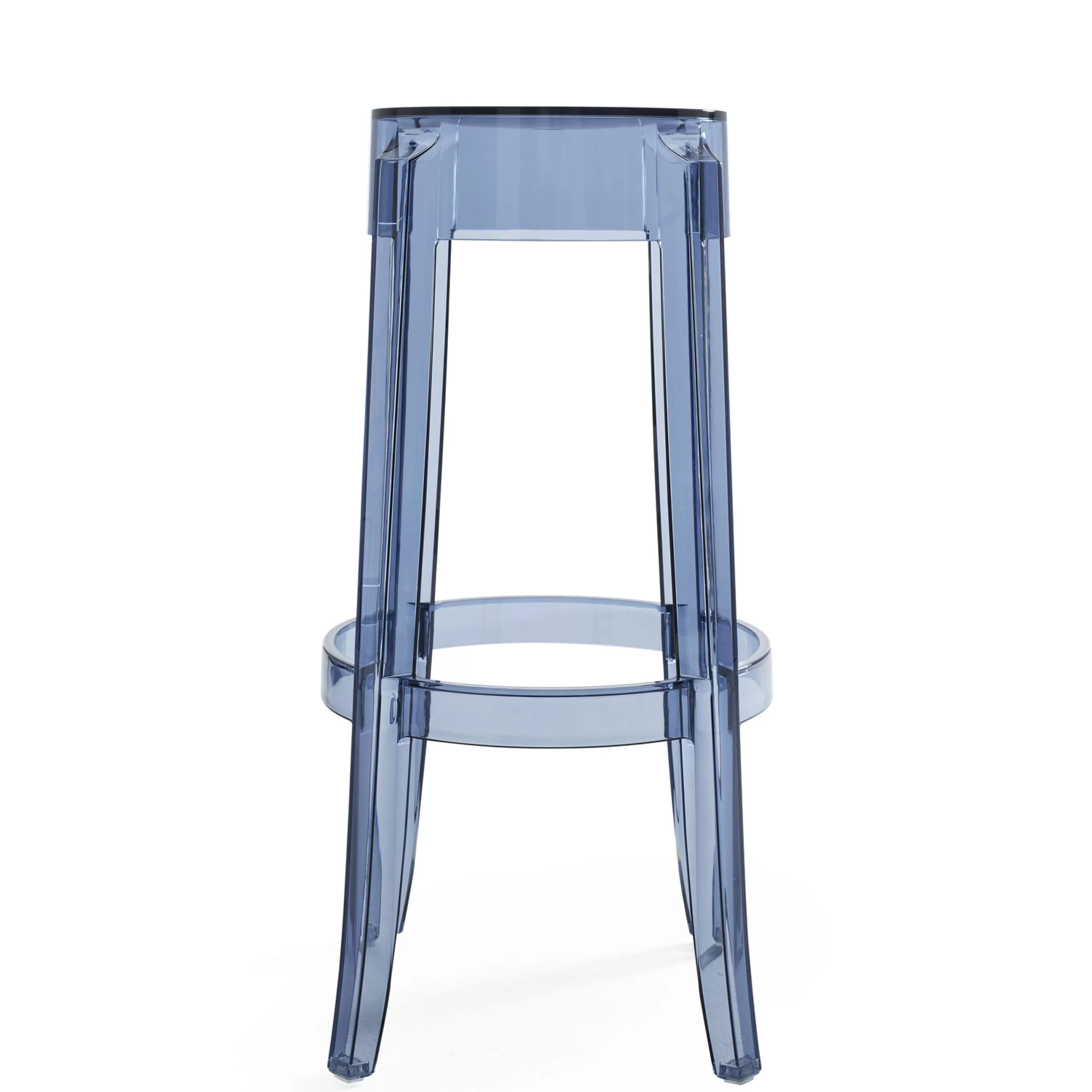 Tabourets De Bar D'extérieur>Kartell Tabouret Haut Empilable Charles Ghost Plastique Bleu / H 75 Cm - Bleu Poudre