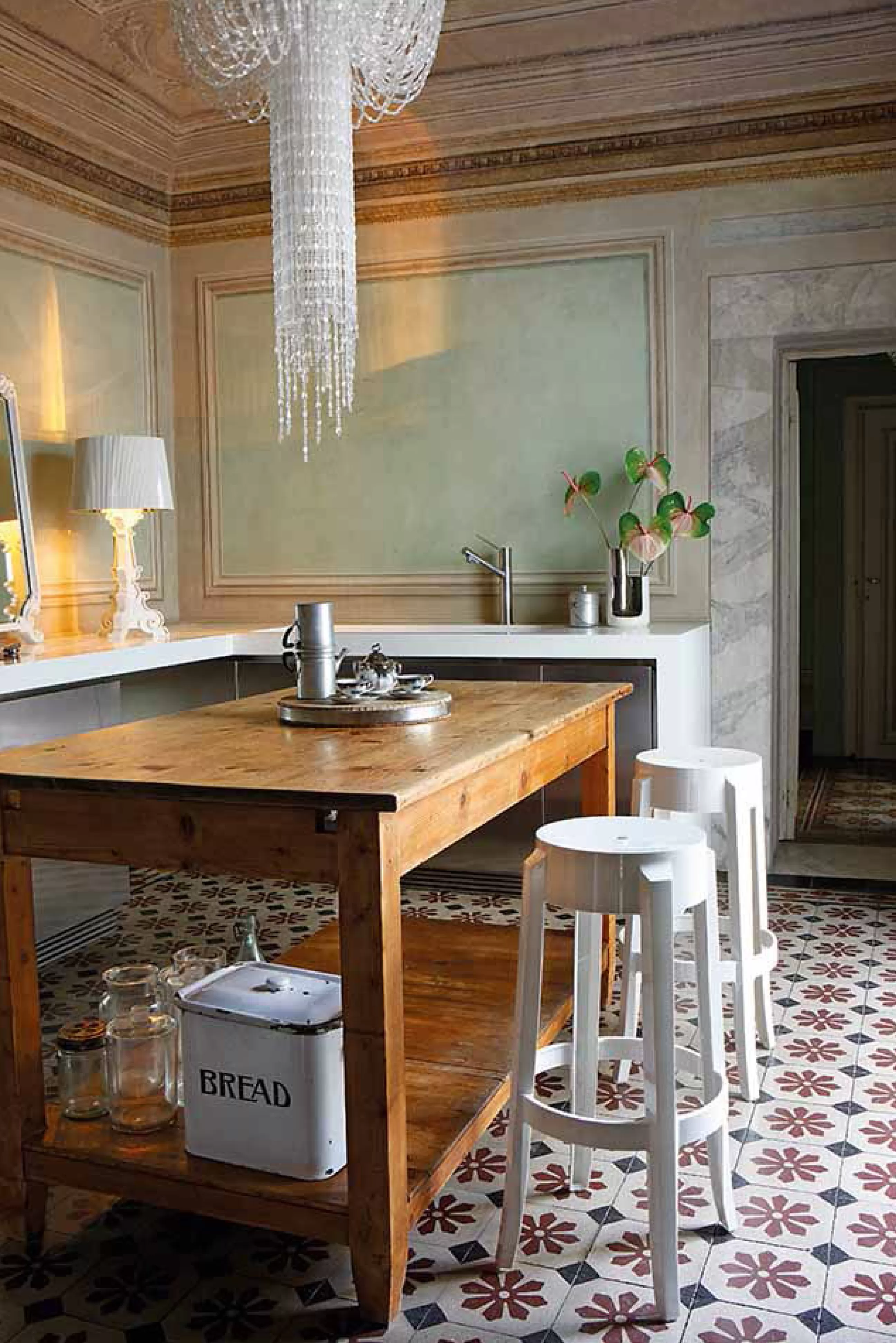 Tabourets De Bar D'extérieur>Kartell Tabouret Haut Empilable Charles Ghost Plastique Bleu / H 75 Cm - Bleu Poudre