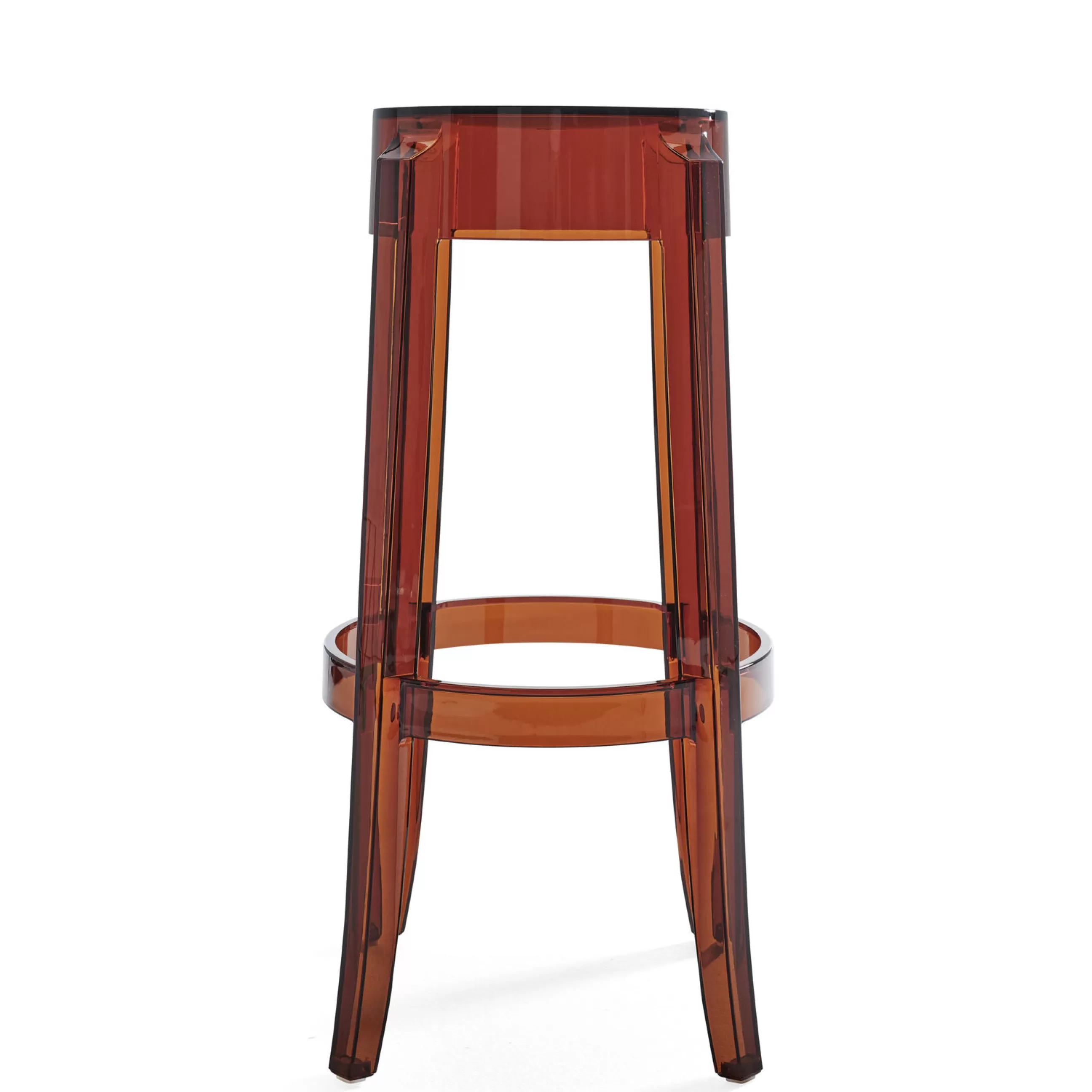 Tabourets De Bar D'extérieur>Kartell Tabouret Haut Empilable Charles Ghost Plastique Orange Marron / H 75 Cm - Ambre