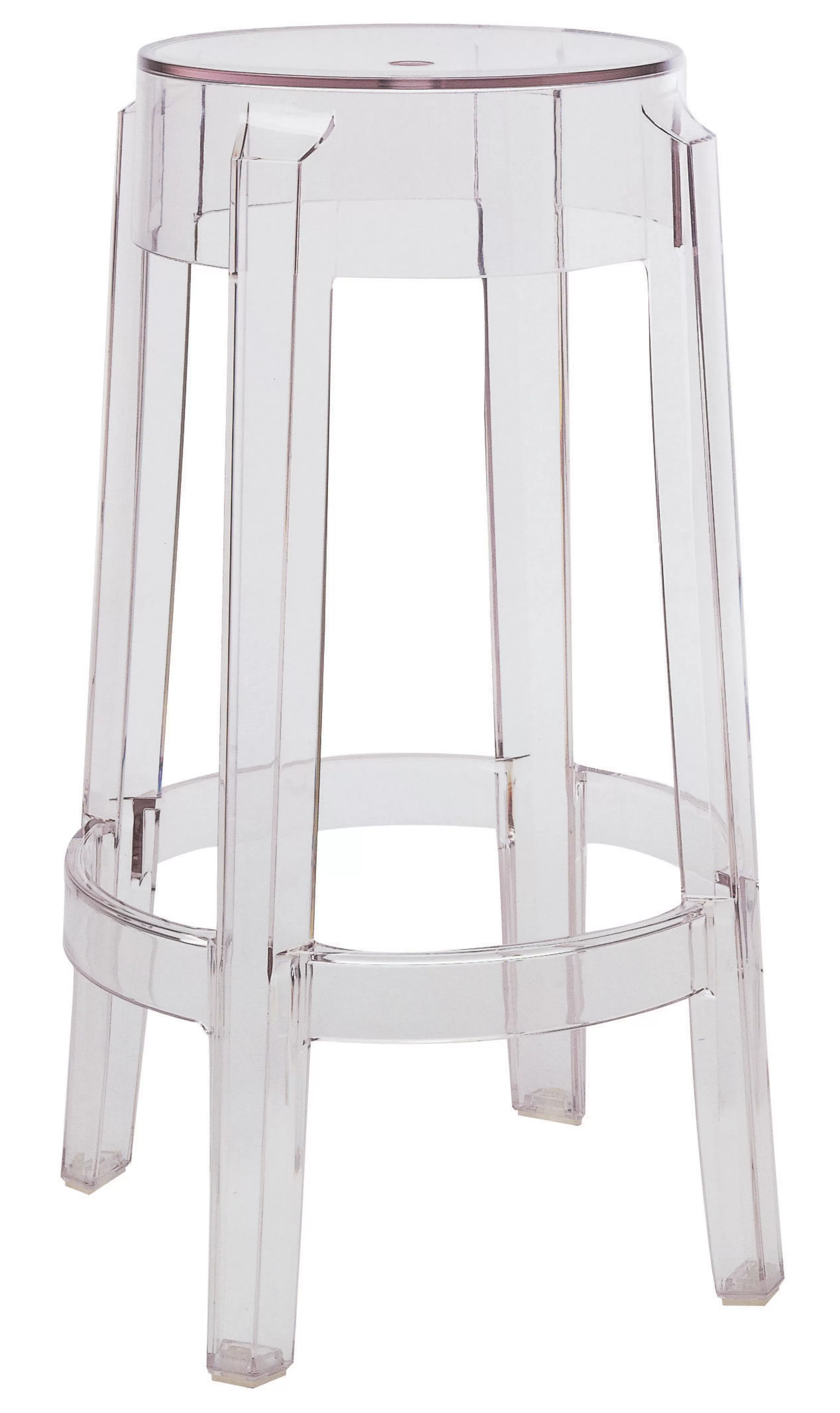Tabourets De Bar D'extérieur>Kartell Tabouret Haut Empilable Charles Ghost Plastique Transparent / H 65 Cm - Cristal