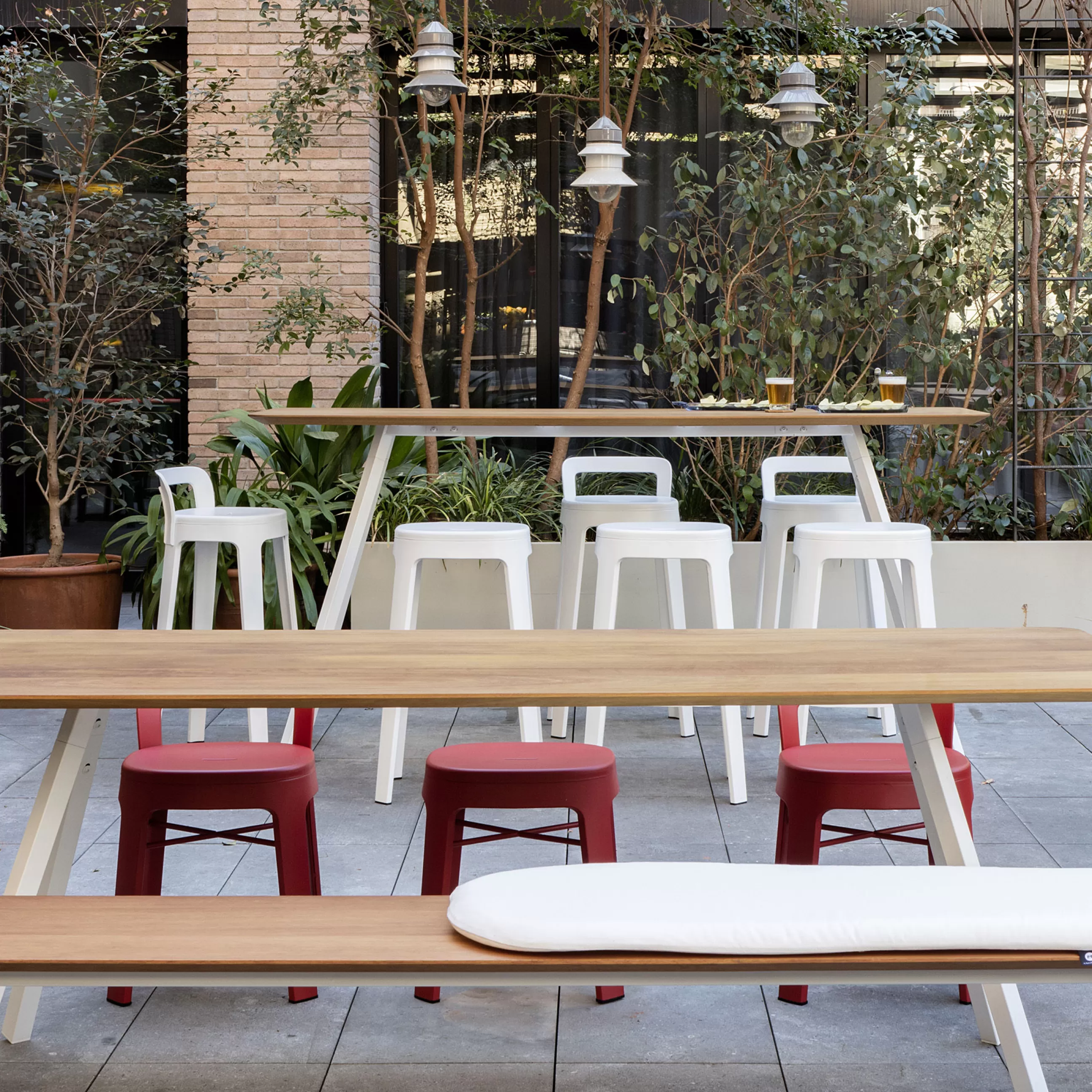 Tabourets De Bar D'extérieur>RS BARCELONA Tabouret Haut Ombra Counter Metal/ Avec Dossier - H 65 Cm - Rouge