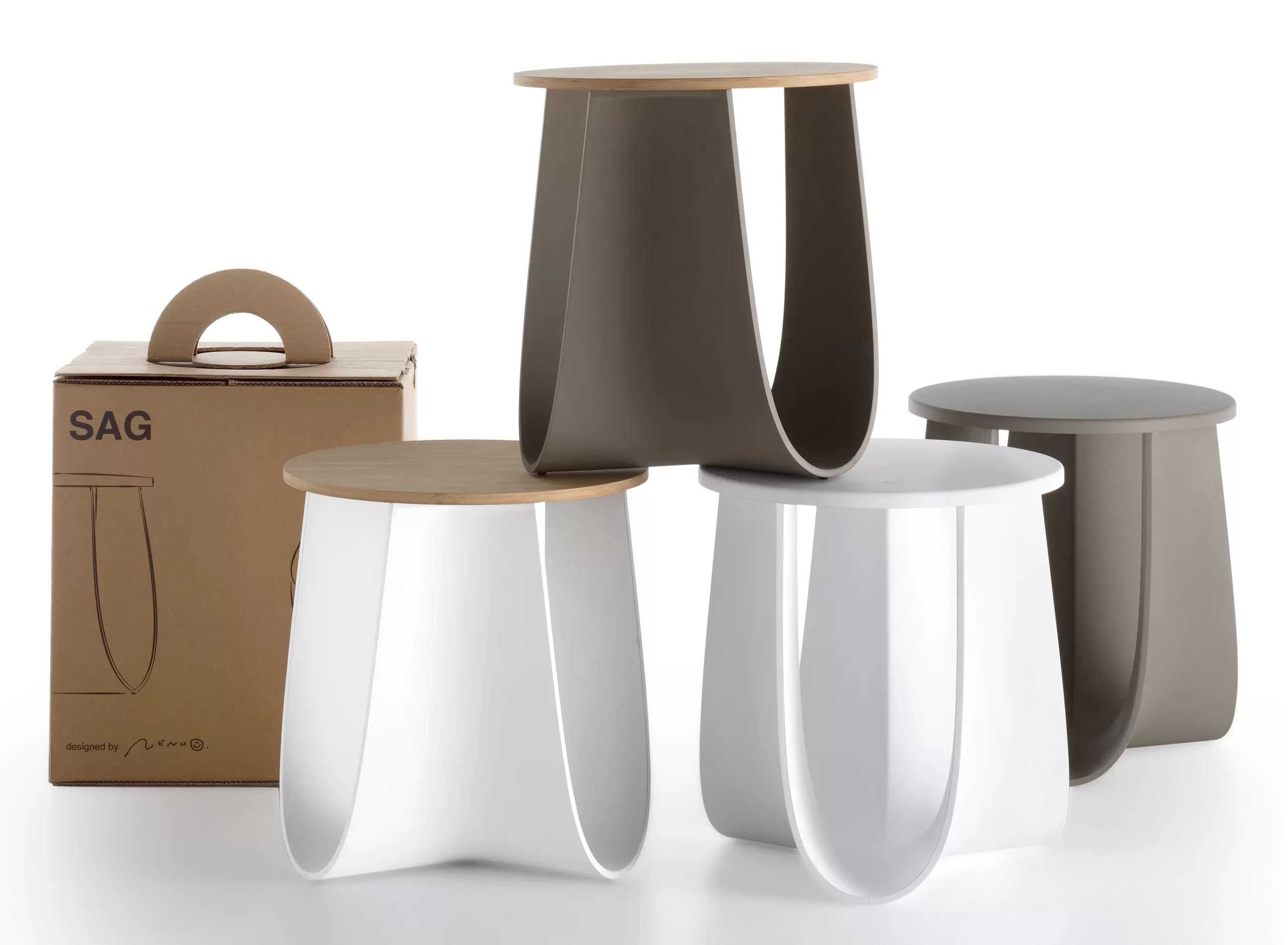 Tabourets D'extérieur>MDF Italia Tabouret Sag Plastique/ Table H 44 Cm - Assise Polyurethane - Blanc