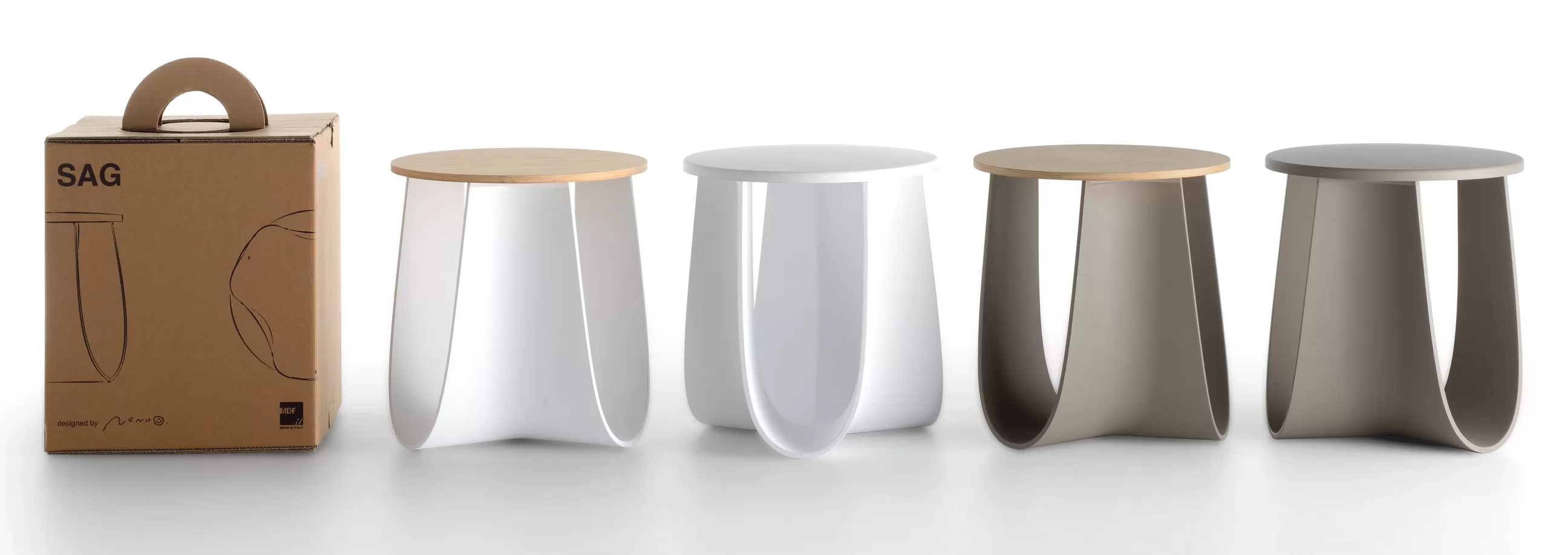Tabourets D'extérieur>MDF Italia Tabouret Sag Plastique/ Table H 44 Cm - Assise Polyurethane - Blanc