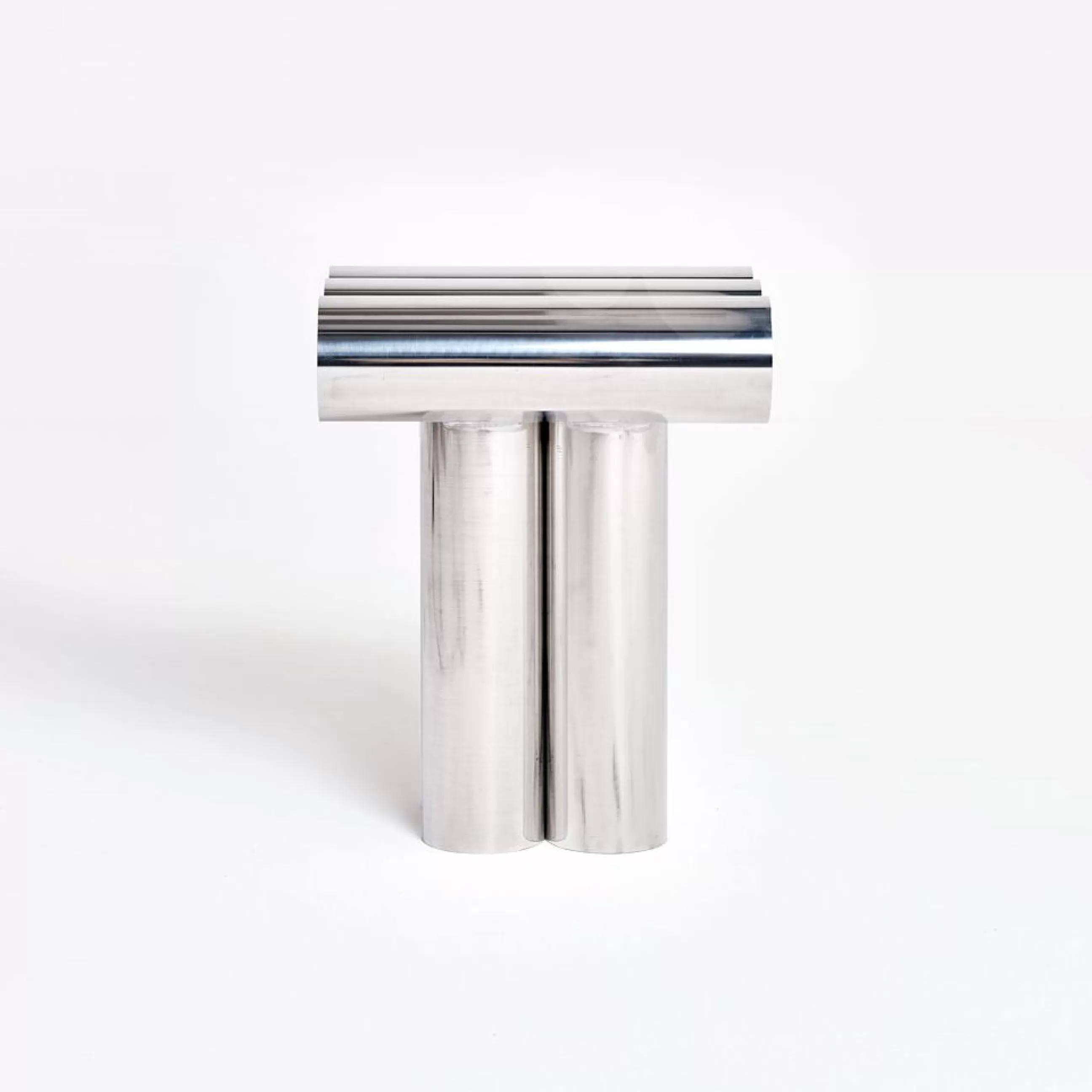 Tabourets Bas>Axel Chay Tabouret Septem Gris Argent Metal / Tubes Aluminium - Poli Miroir