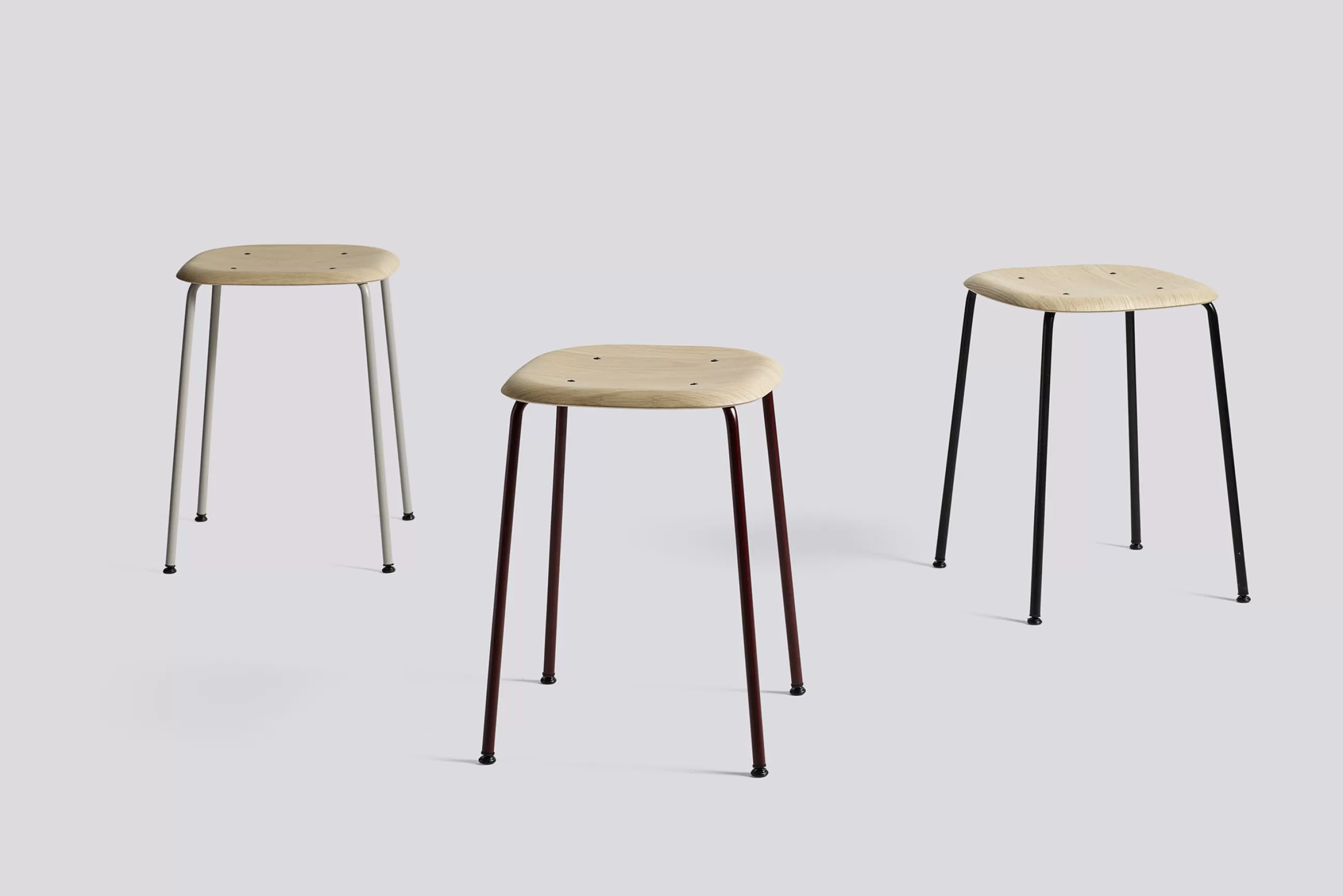 Tabourets Bas>Hay Tabouret Soft Edge 70 Metal Noir Bois Naturel / H 47 Cm - Bois - Chene Naturel - Noir