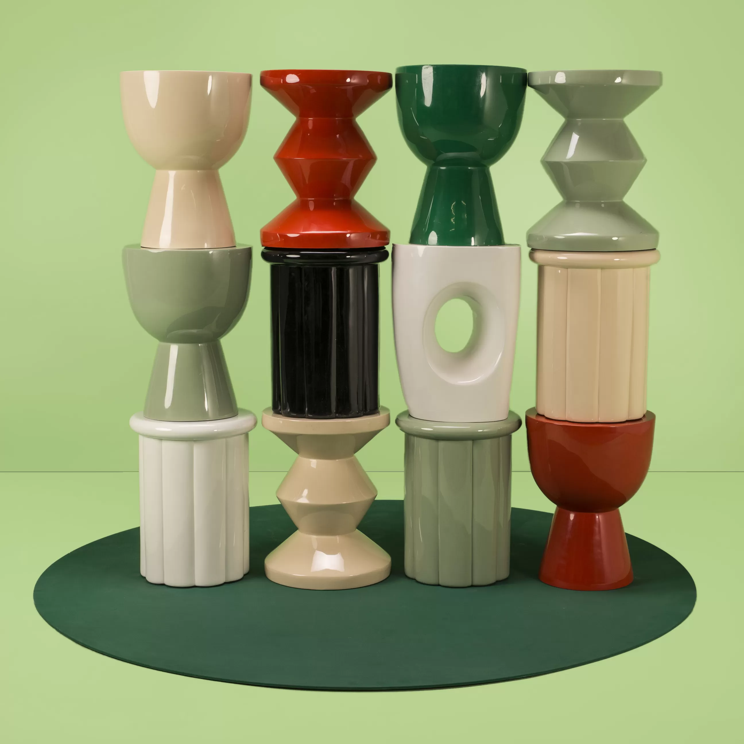 Tabourets Bas>Pols Potten Tabouret Zig Zag Plastique Rouge Orange / Plastique Laque - Corail