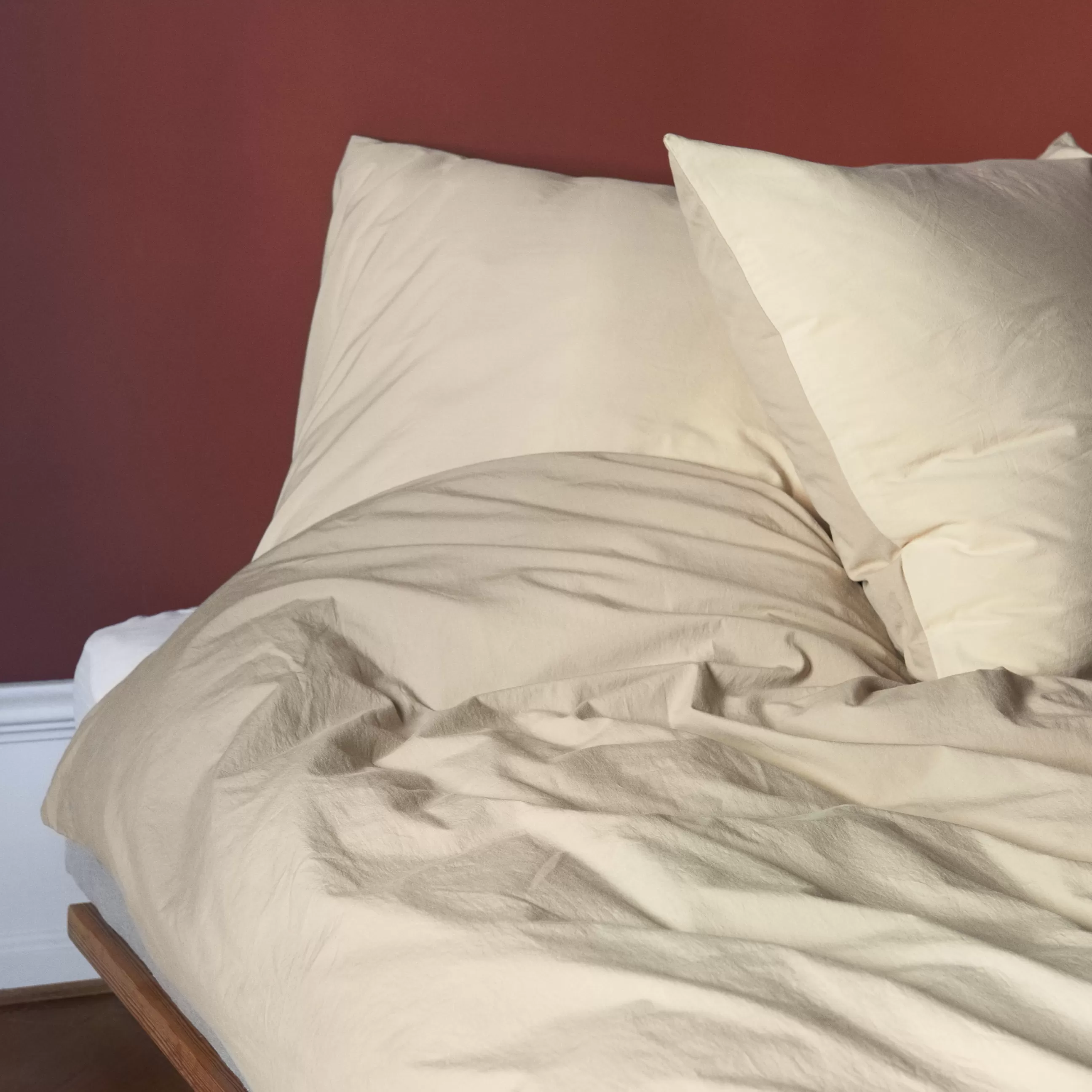 Linge De Lit>Hay Taie D'Oreiller 65 X 65 Cm Duo Tissu Marron / Coton Oeko-Tex - Cappuccino