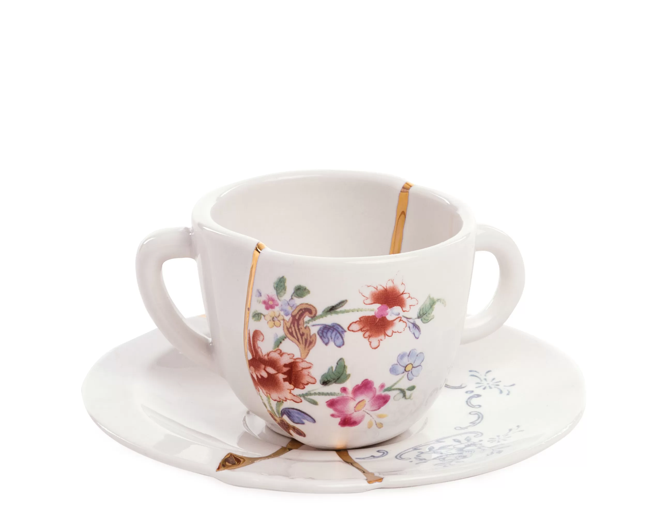 Tasses Et Mugs>Seletti Tasse A Cafe Kintsugi Ceramique Blanc / Set Tasse A Cafe Avec Soucoupe - Blanc - Bleu - Or