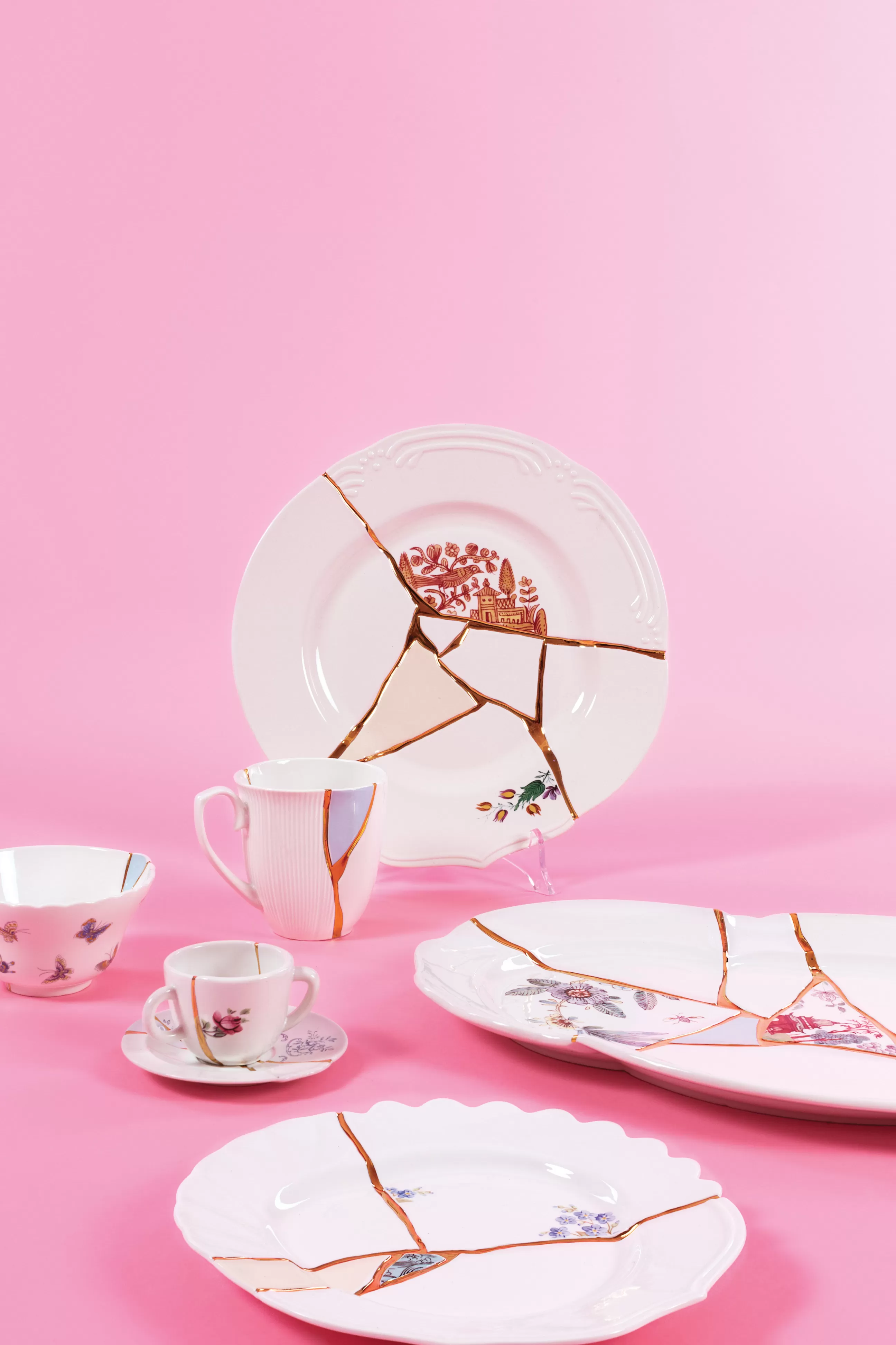 Tasses Et Mugs>Seletti Tasse A Cafe Kintsugi Ceramique Blanc / Set Tasse A Cafe Avec Soucoupe - Blanc - Bleu - Or
