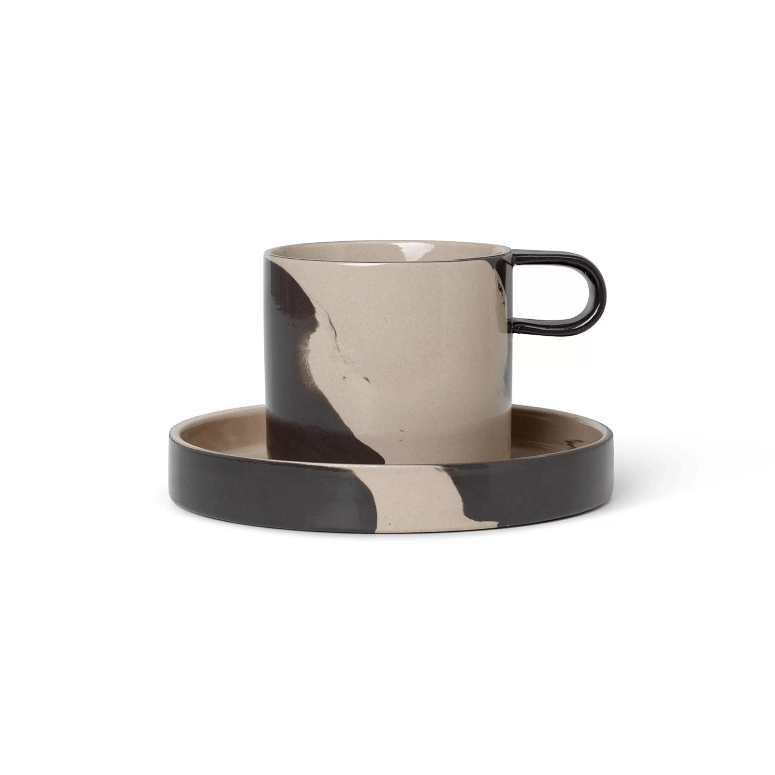 Tasses Et Mugs>Ferm Living Tasse Inlay Ceramique Marron Beige / Avec Soucoupe - Chocolat - Sable