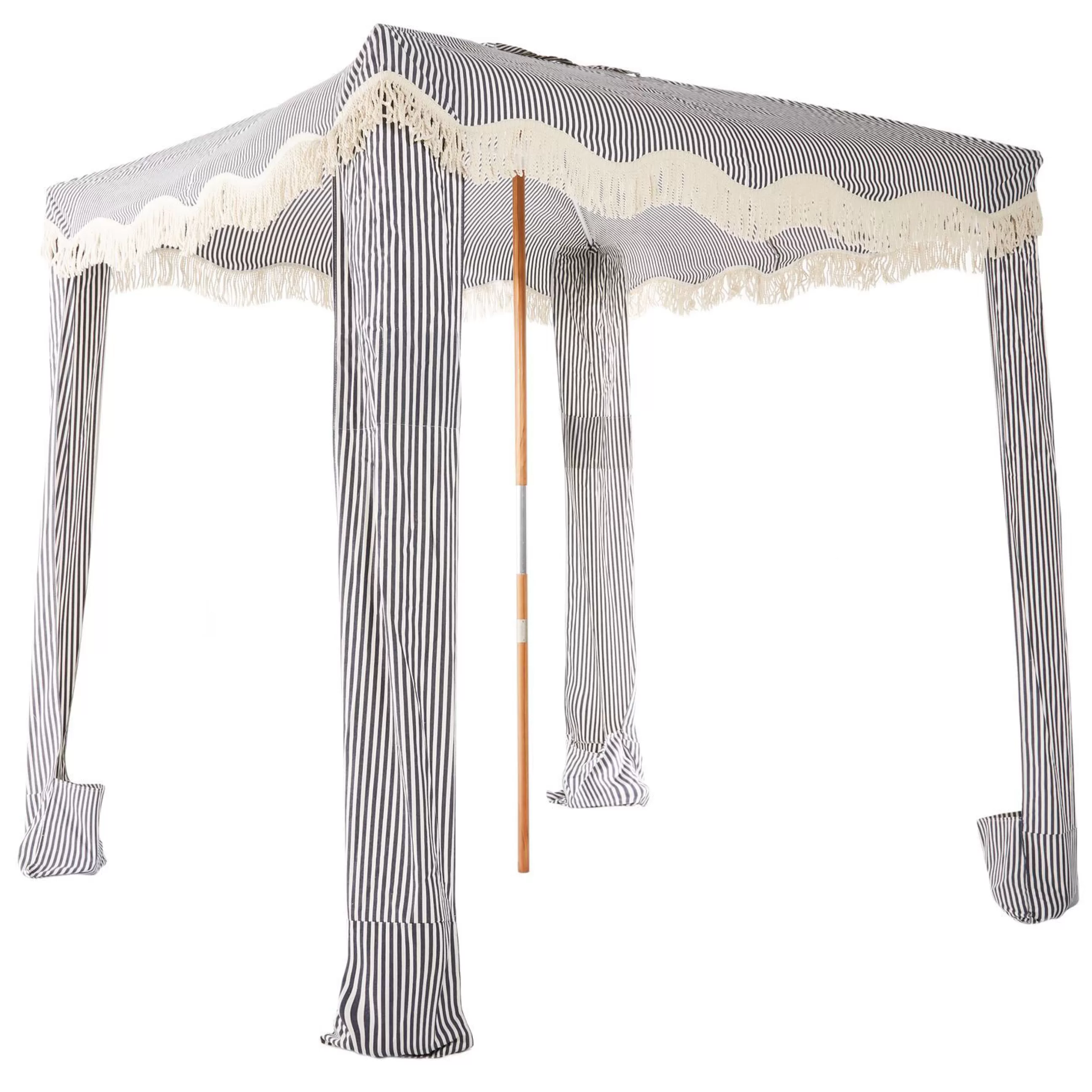 Parasols>BUSINESS & PLEASURE Tente De Plage The Premium Cabana Tissu Bois Bleu / 200 X 200 X H 240 Cm - Blanc - Bleu Marine - Bois Naturel