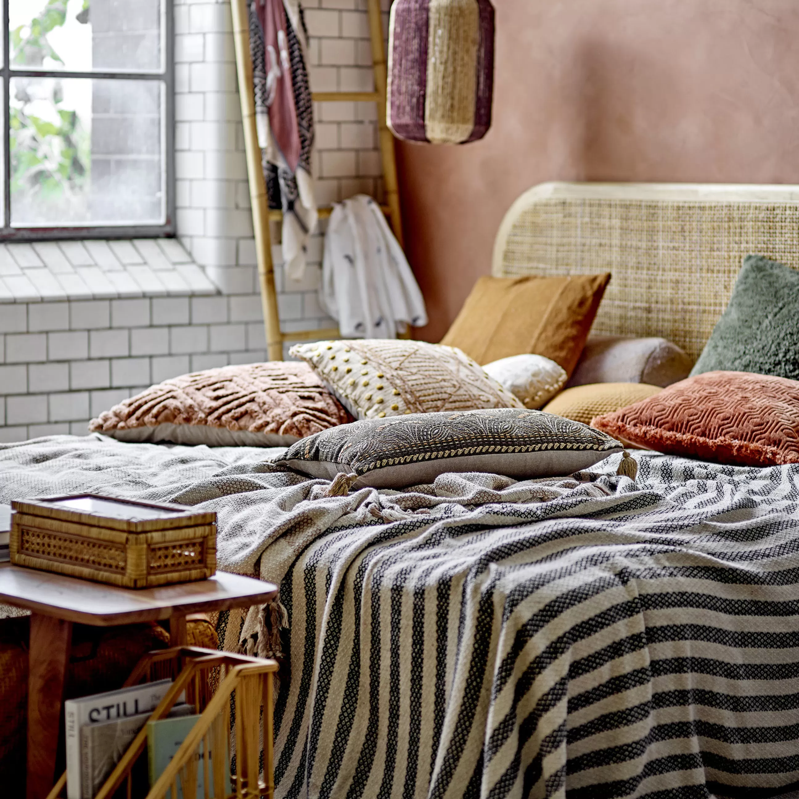Lits>Bloomingville Tete De Lit Raley Bois/ Cannage Rotin - L 180 X H 70 Cm - Naturel