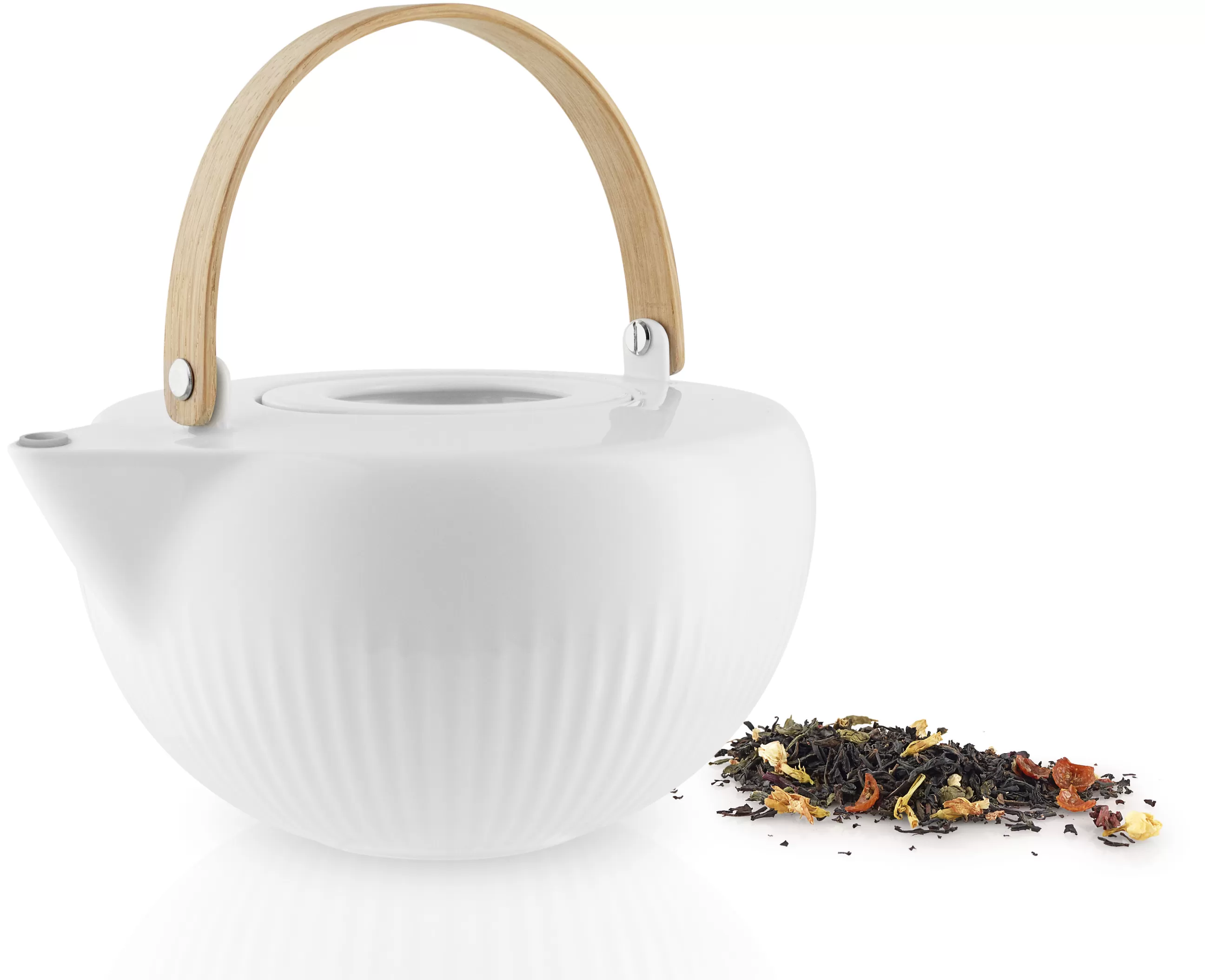 Theieres Et Bouilloires>Eva Trio Theiere Legio Nova Ceramique Blanc Bois Naturel / 1,2 L - Porcelaine Et Bois - Blanc - Chene
