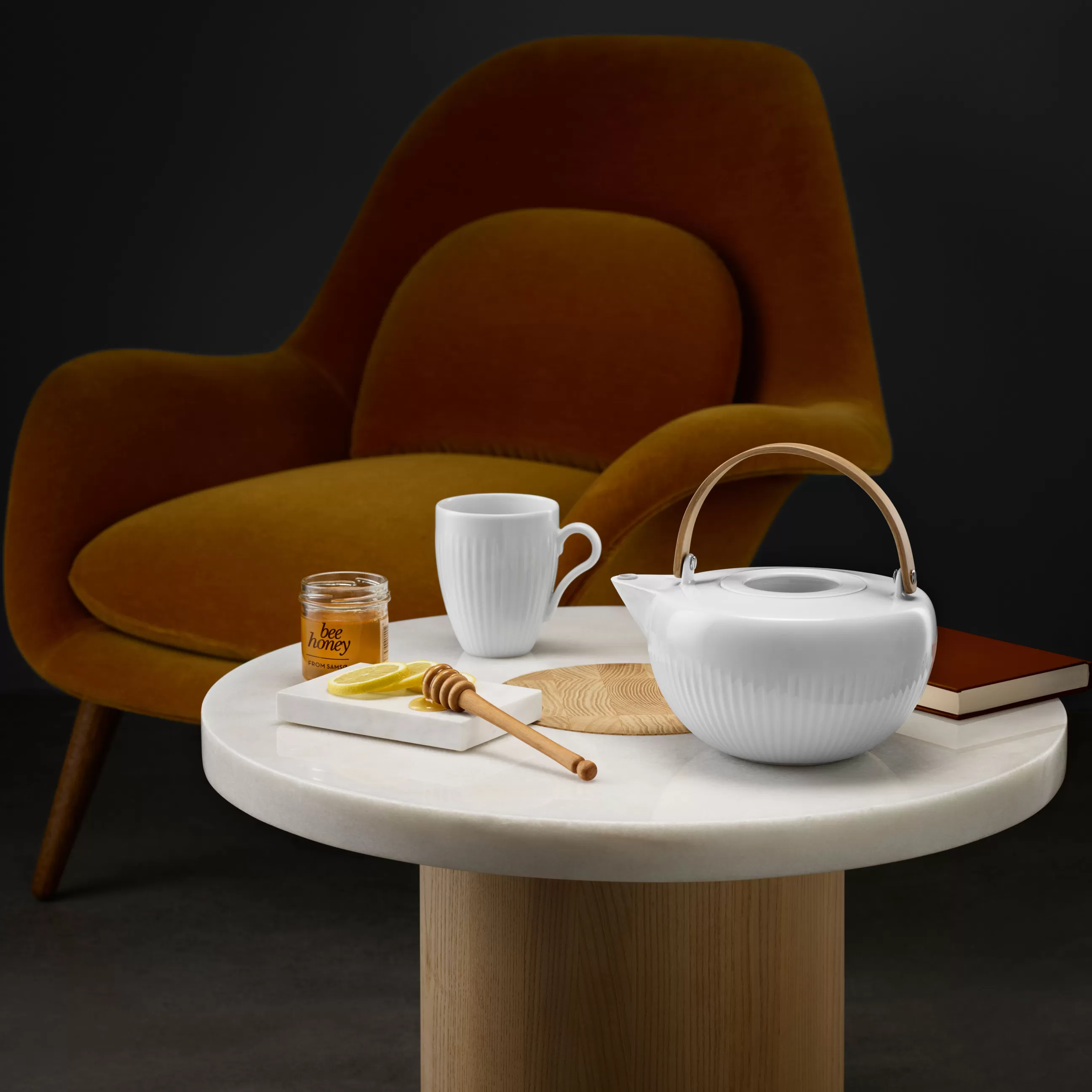 Theieres Et Bouilloires>Eva Trio Theiere Legio Nova Ceramique Blanc Bois Naturel / 1,2 L - Porcelaine Et Bois - Blanc - Chene