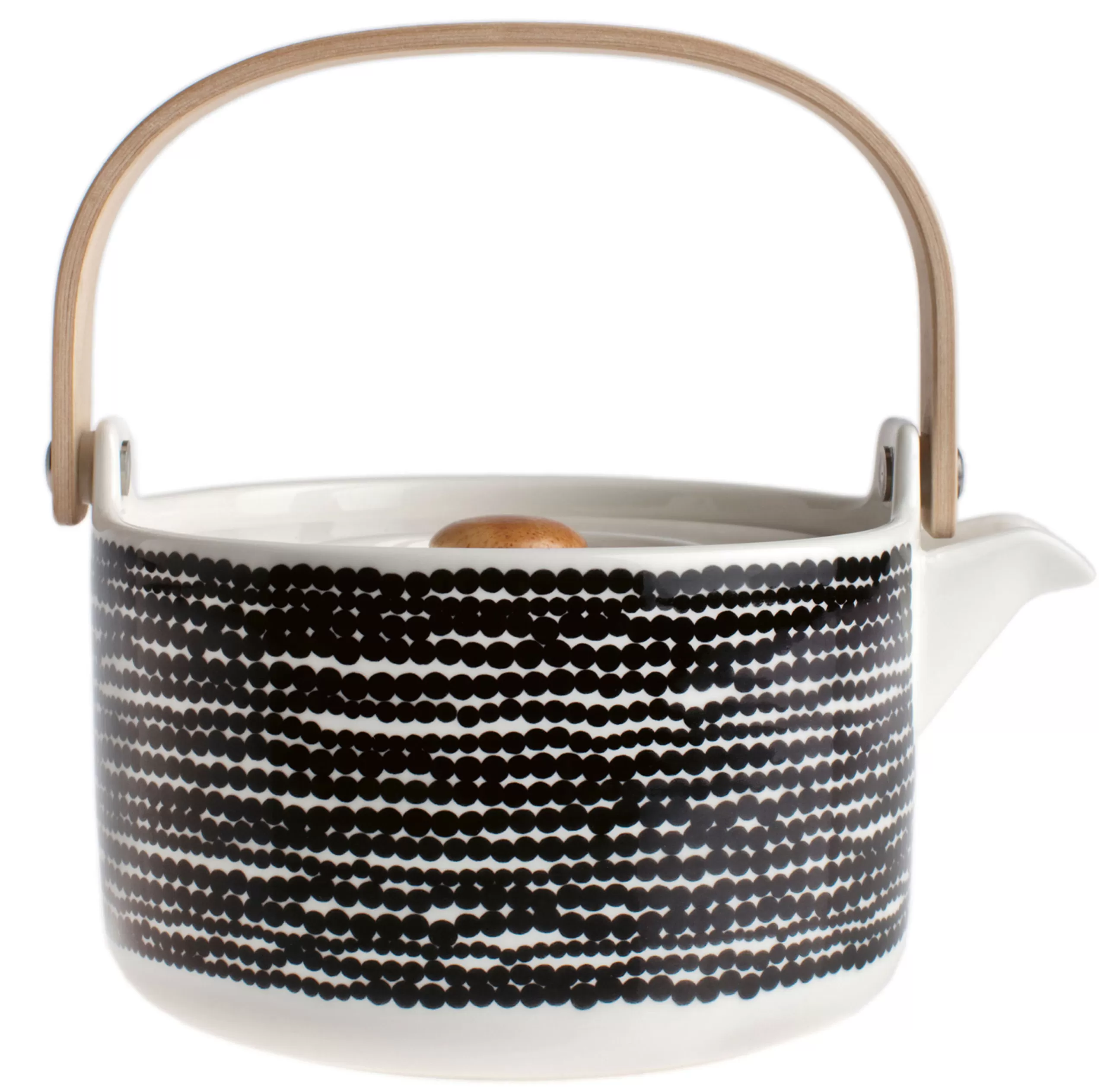 Theieres Et Bouilloires>Marimekko Theiere Siirtolapuutarha Ceramique Blanc Noir / 70 Cl - Poignee Bois - Blanc - Noir
