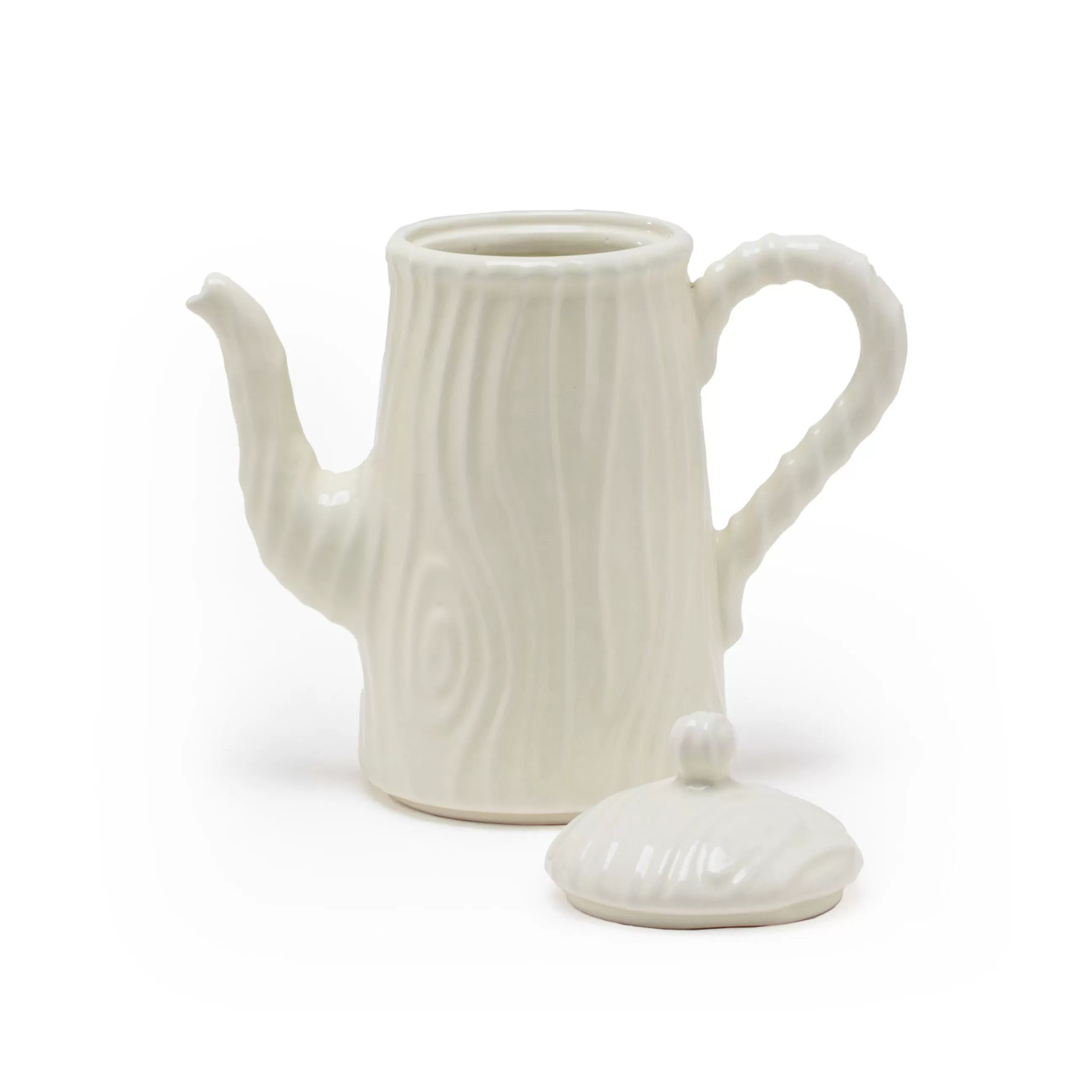 Theieres Et Bouilloires>Seletti Theiere Wood Ware Ceramique/ H 25 Cm - Porcelaine Striee Effet Bois - Blanc