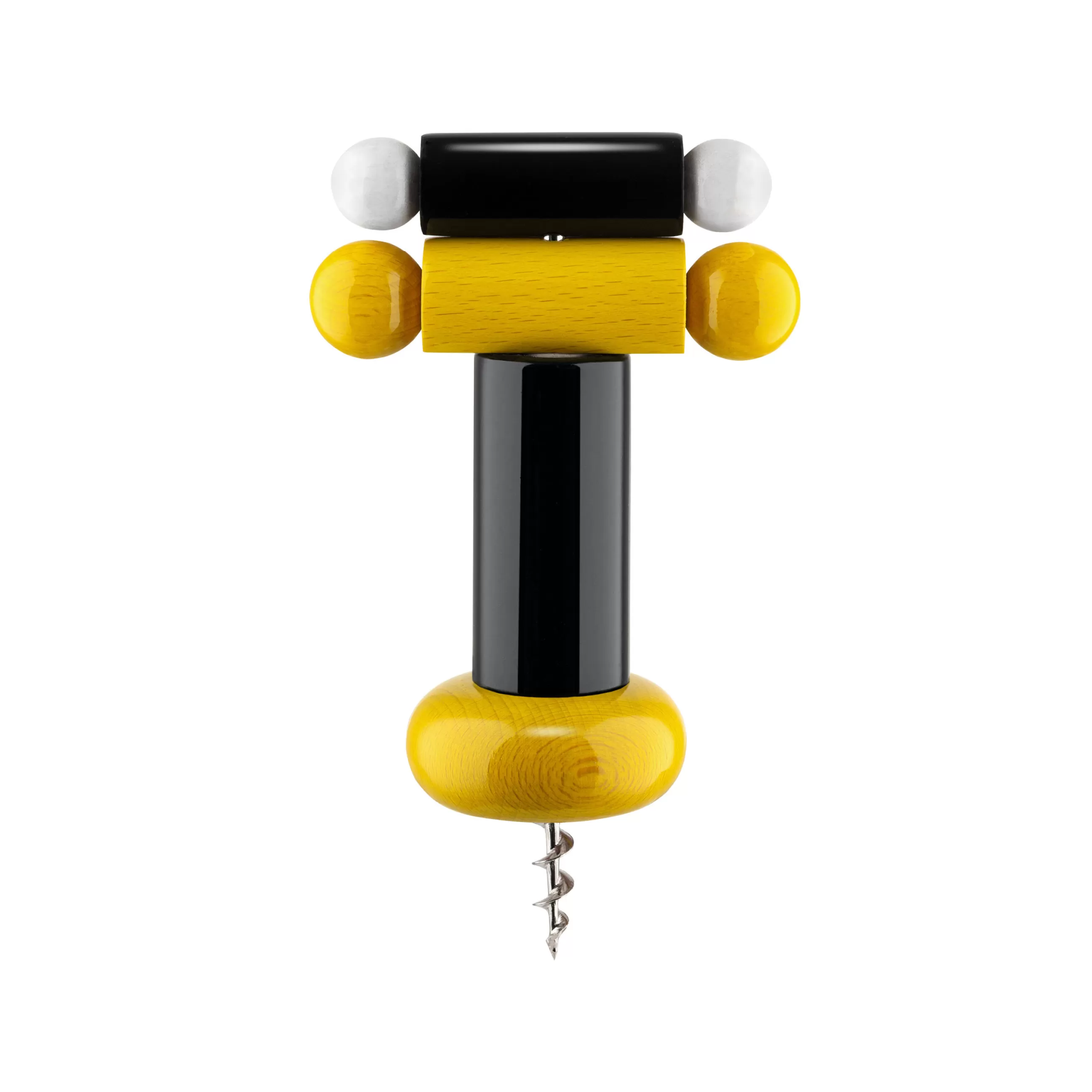 Autour Du Vin>Alessi Tire-Bouchon / By Ettore Sottsass Bois/ 100 Values Collection - Blanc - Jaune - Noir