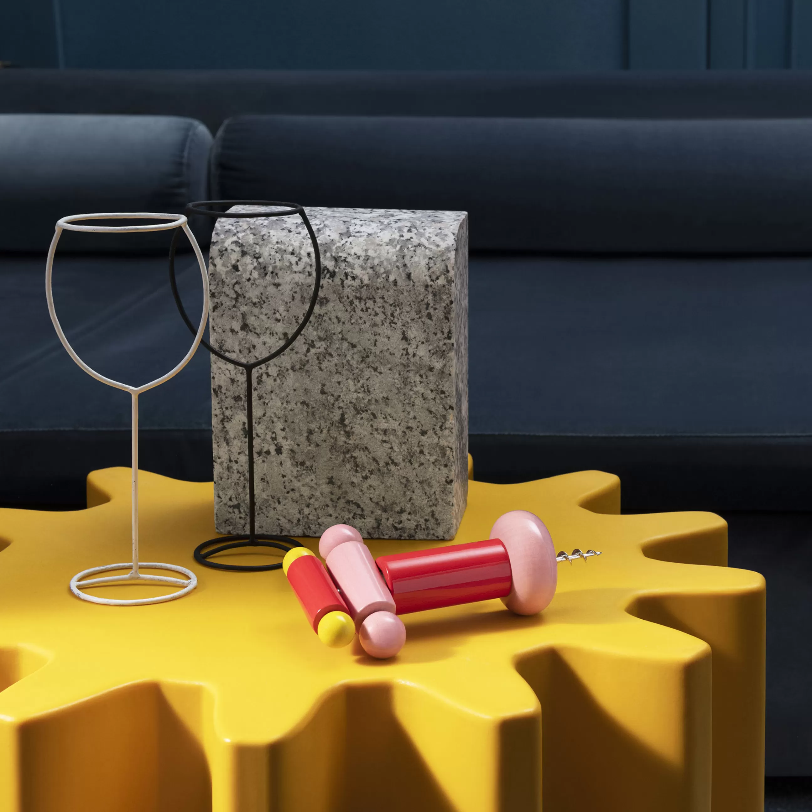 Autour Du Vin>Alessi Tire-Bouchon / By Ettore Sottsass Bois/ 100 Values Collection - Jaune - Rose - Rouge