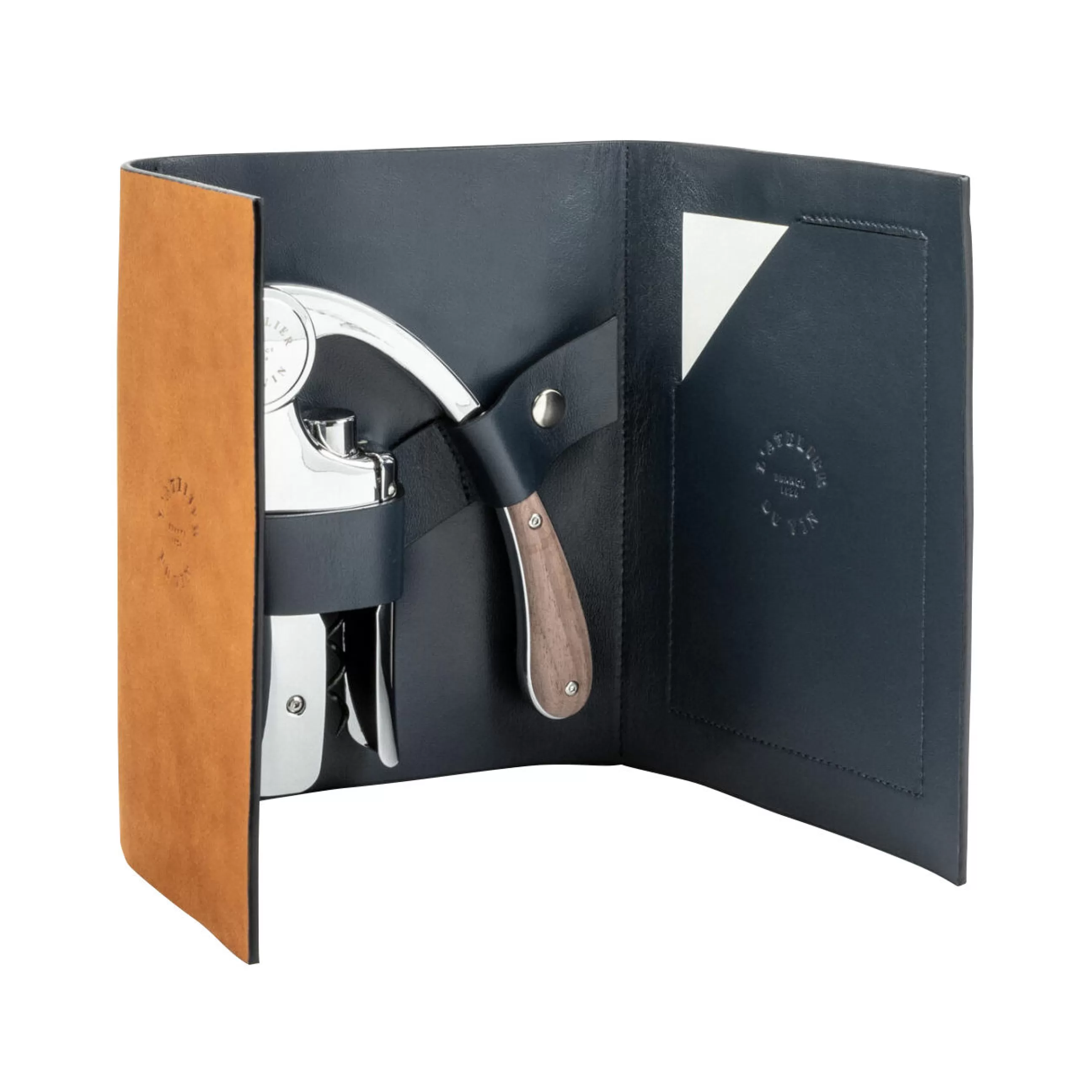 Autour Du Vin>L'Atelier du Vin Tire-Bouchon Oeno Motion Nomad Metal Cuir Marron / Avec Etui En Cuir - Acier - Bleu - Fauve - Noyer