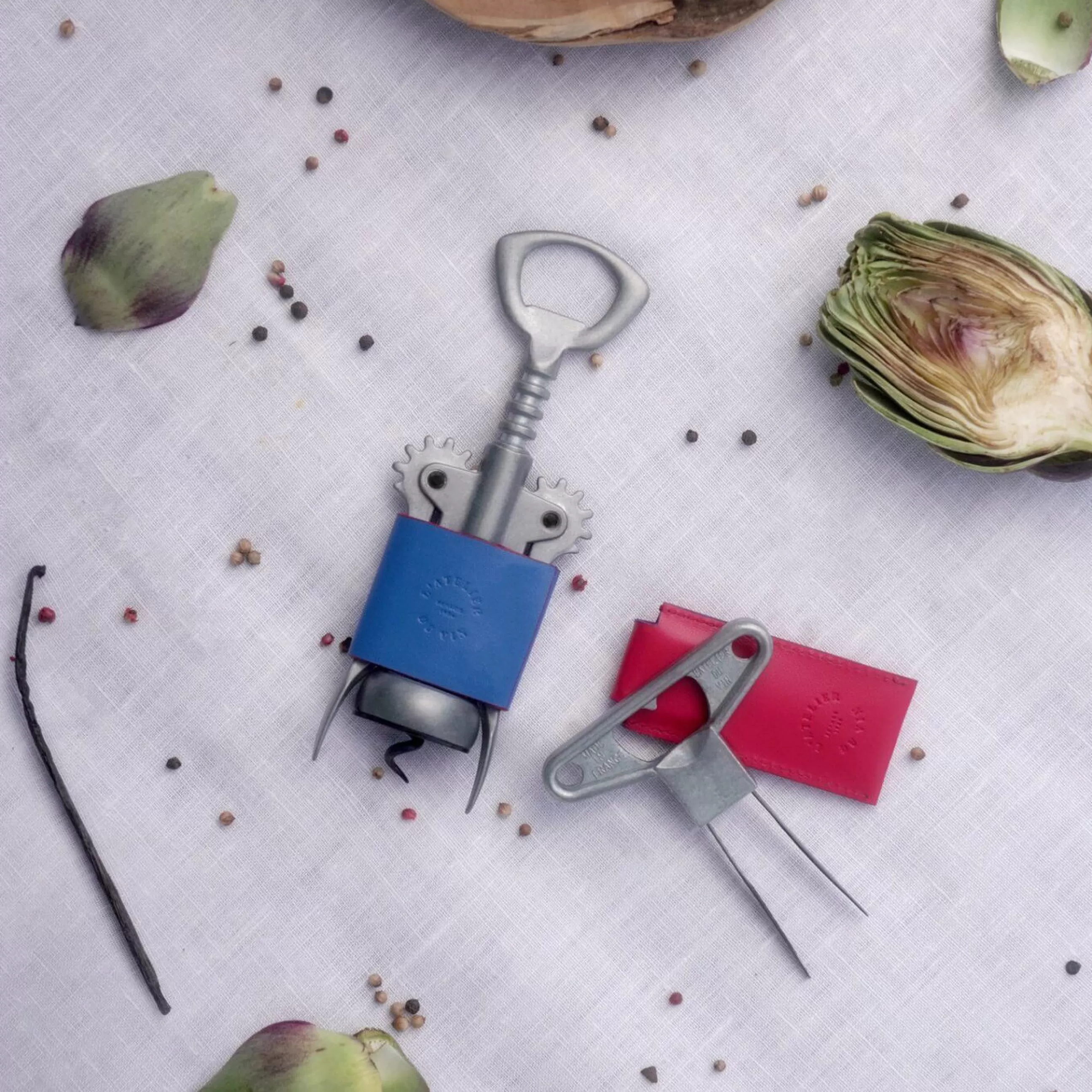 Autour Du Vin>L'Atelier du Vin Tire-Bouchons Les Bons Amis Metal Multicolore / Coffret 2 Tire-Bouchon De Gaulle & Bilame - Acier - Bleu - Rouge