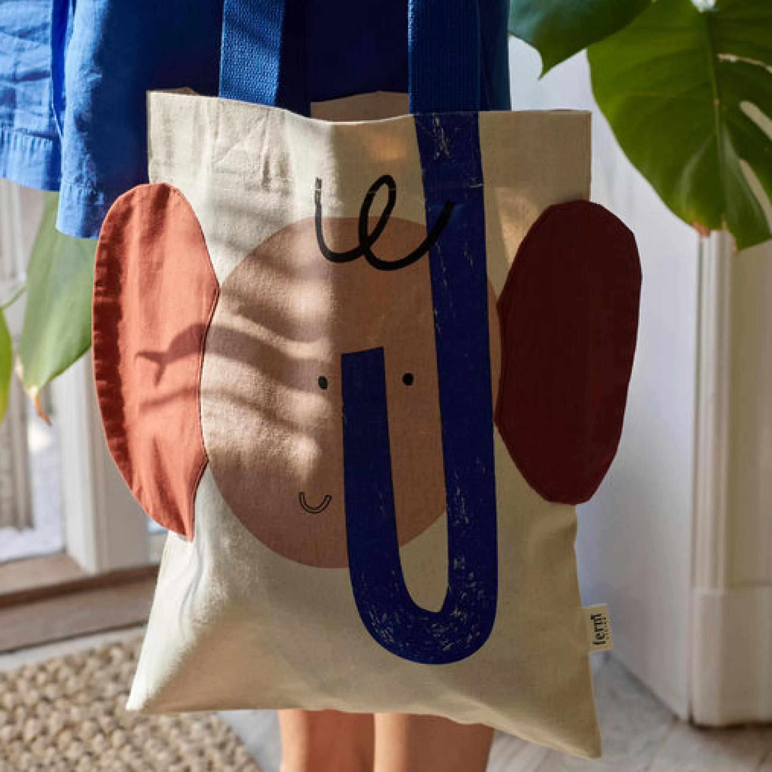 Sacs Trousses Porte Monnaie>Ferm Living Tote Bag Elephant Tissu/ Coton Organique - L 28 X H 34 Cm - Multicolore
