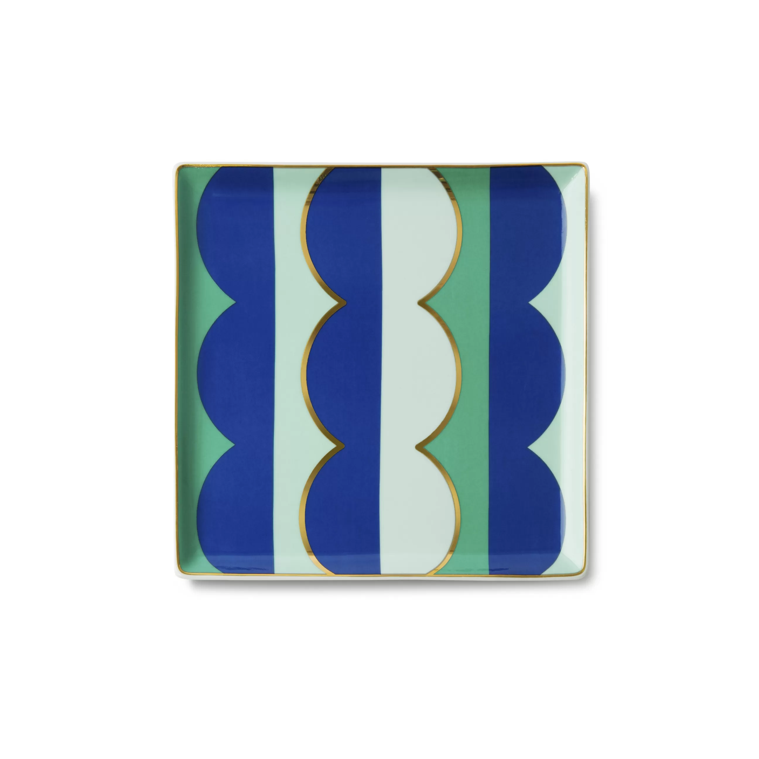 Saladiers Coupes Et Bols>Octaevo Vide-Poche Riviera Wave Ceramique Bleu Multicolore / Coupelle - Porcelaine / 15,5 X 15,5 Cm - Bleu - Or - Vert