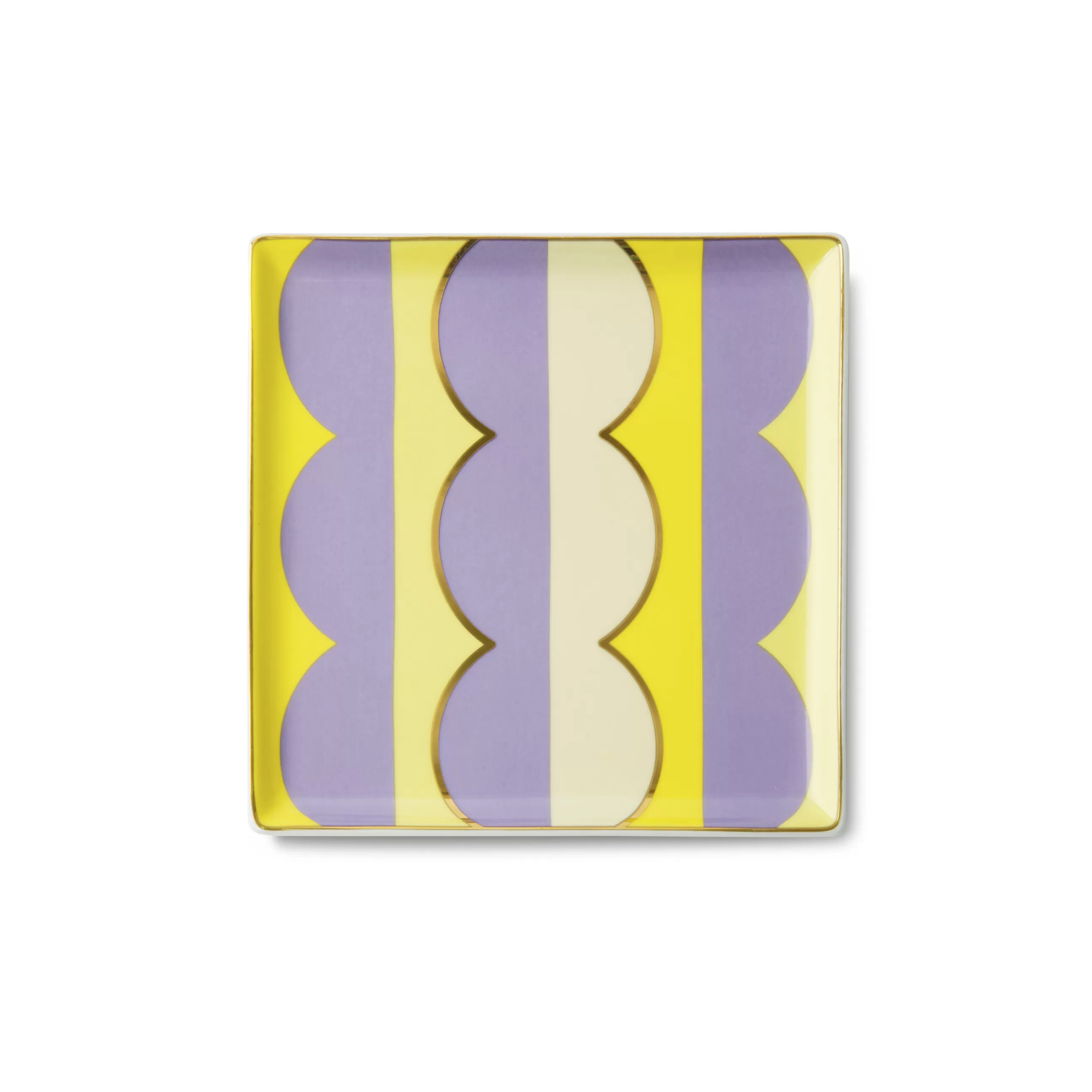 Saladiers Coupes Et Bols>Octaevo Vide-Poche Riviera Wave Ceramique Multicolore Violet / Coupelle - Porcelaine / 15,5 X 15,5 Cm - Jaune - Or - Violet